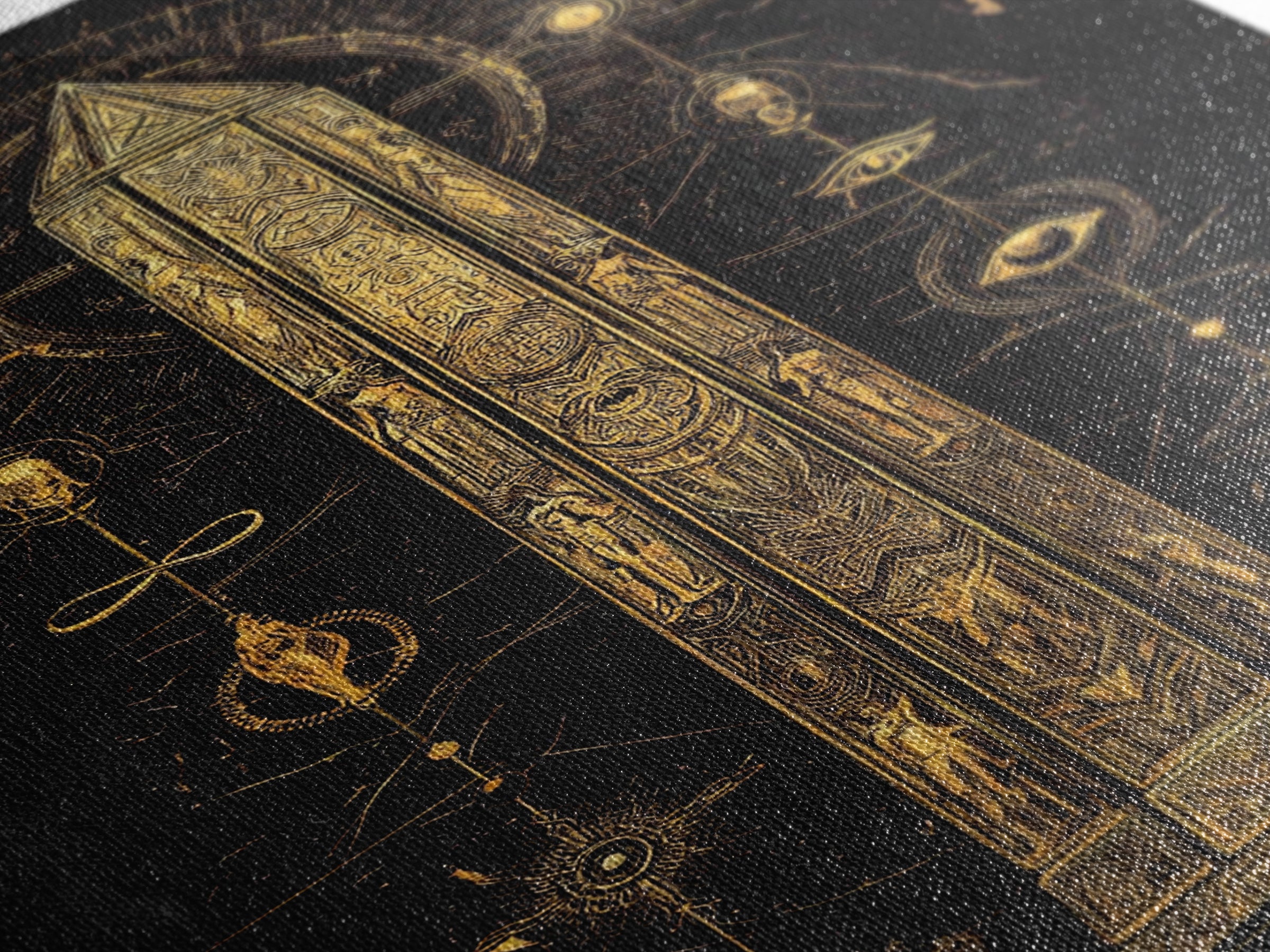 The Obelisk of Secrets – Symbols of the Eternal Order, Canvas Art, Canvas Gold Print, Canvas Wall Art, Man Cave Decor