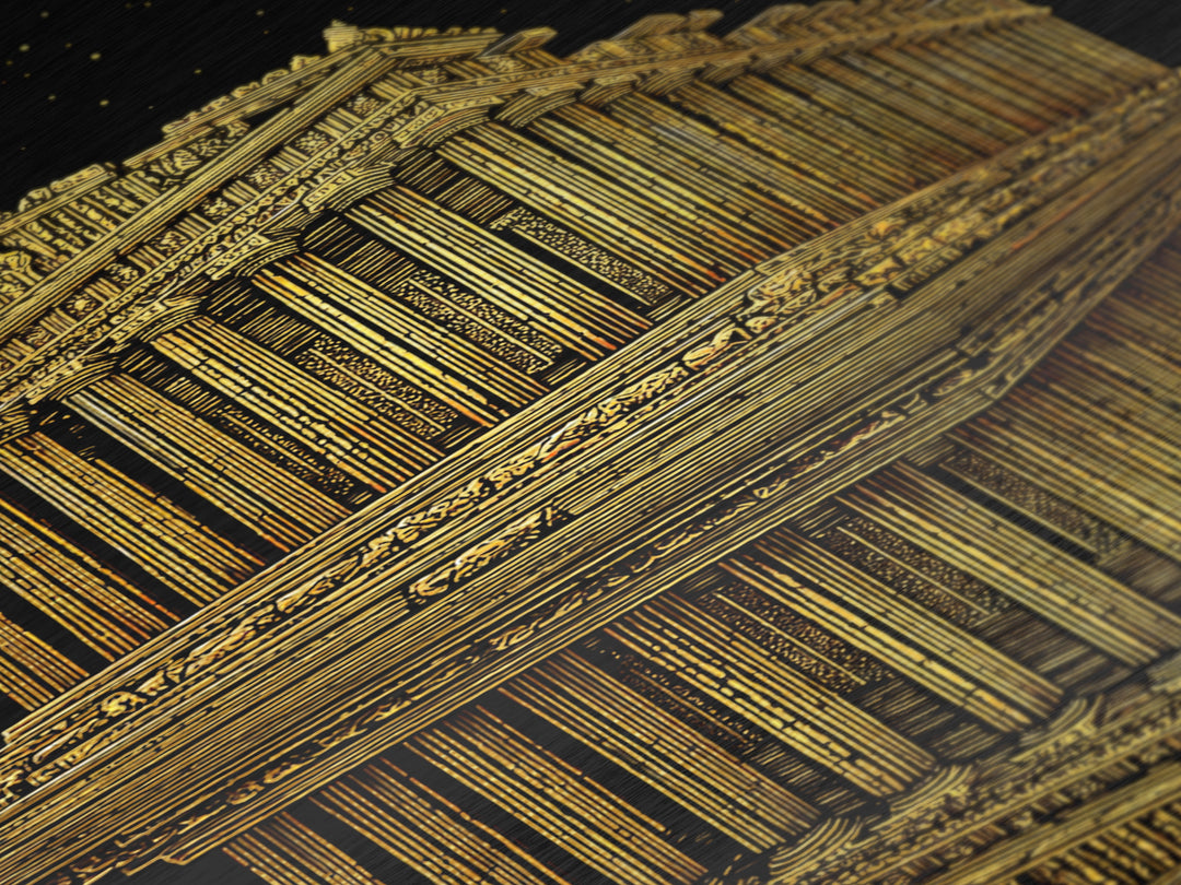 The Parthenon of Stars – Reflections of an Ancient Empire, Metal Art, Metallic Gold Print, Metal Wall Art, Man Cave Decor