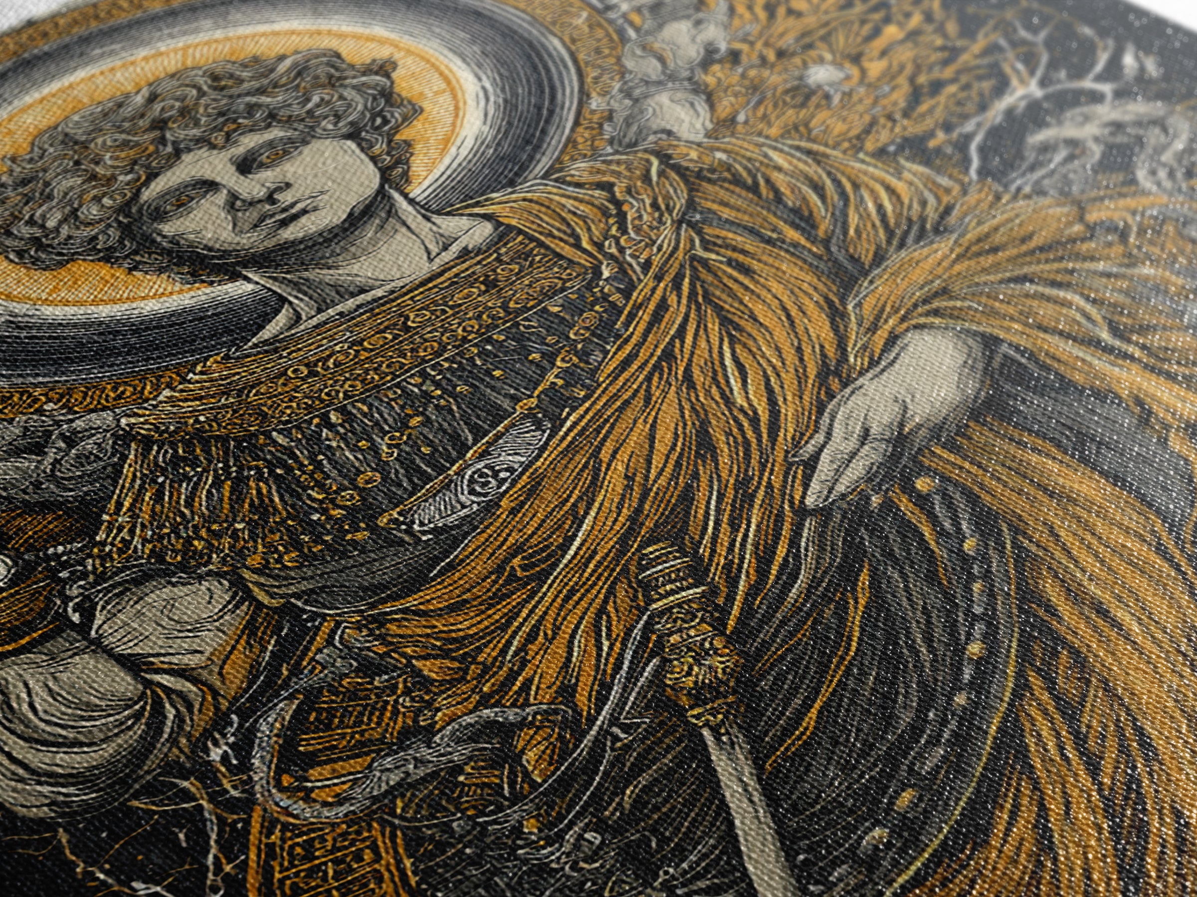 Agrippina Roman Empress Canvas Gold Canvas Print, Classical Goddess Inspired Artwork, Real Wood Frame Mythology Wall Decor