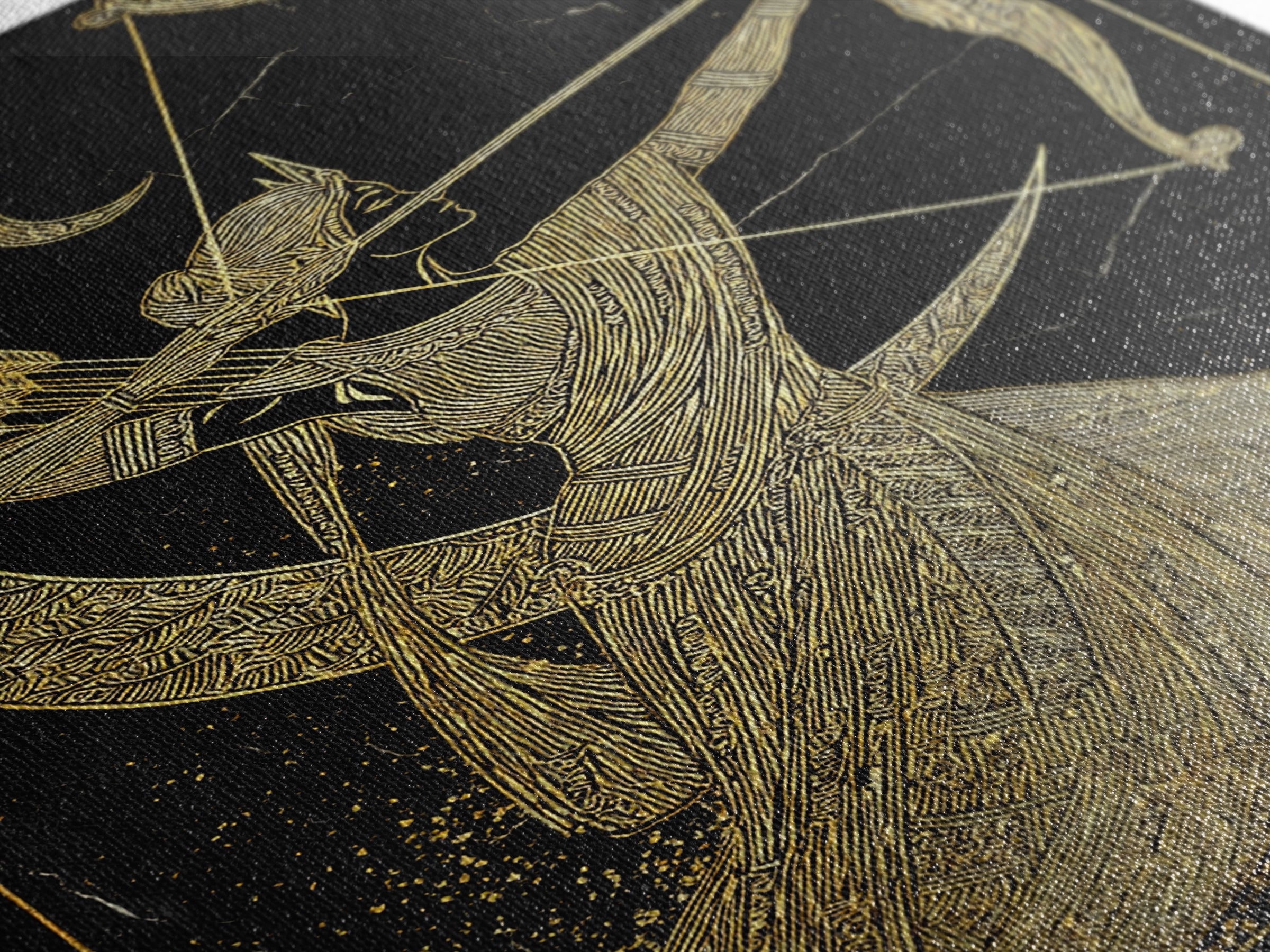 Artemis Lunar Goddess Archery Scene, Canvas Gold Art Print, Real Wood Frame, Mythology Wall Art, Elegant Greek Decor