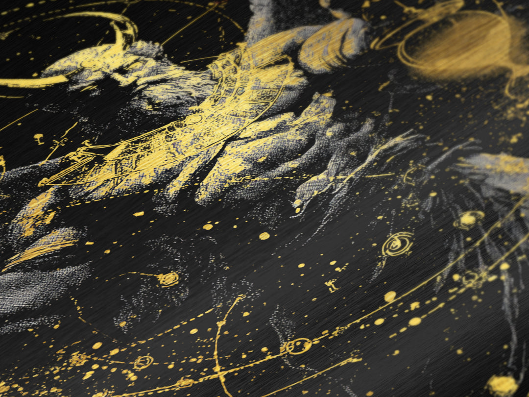 Astraeus Starry Night Mythology, Metallic Gold Art Print, Real Wood Frame, Greek Titan Wall Art, Astrology Inspired Decor
