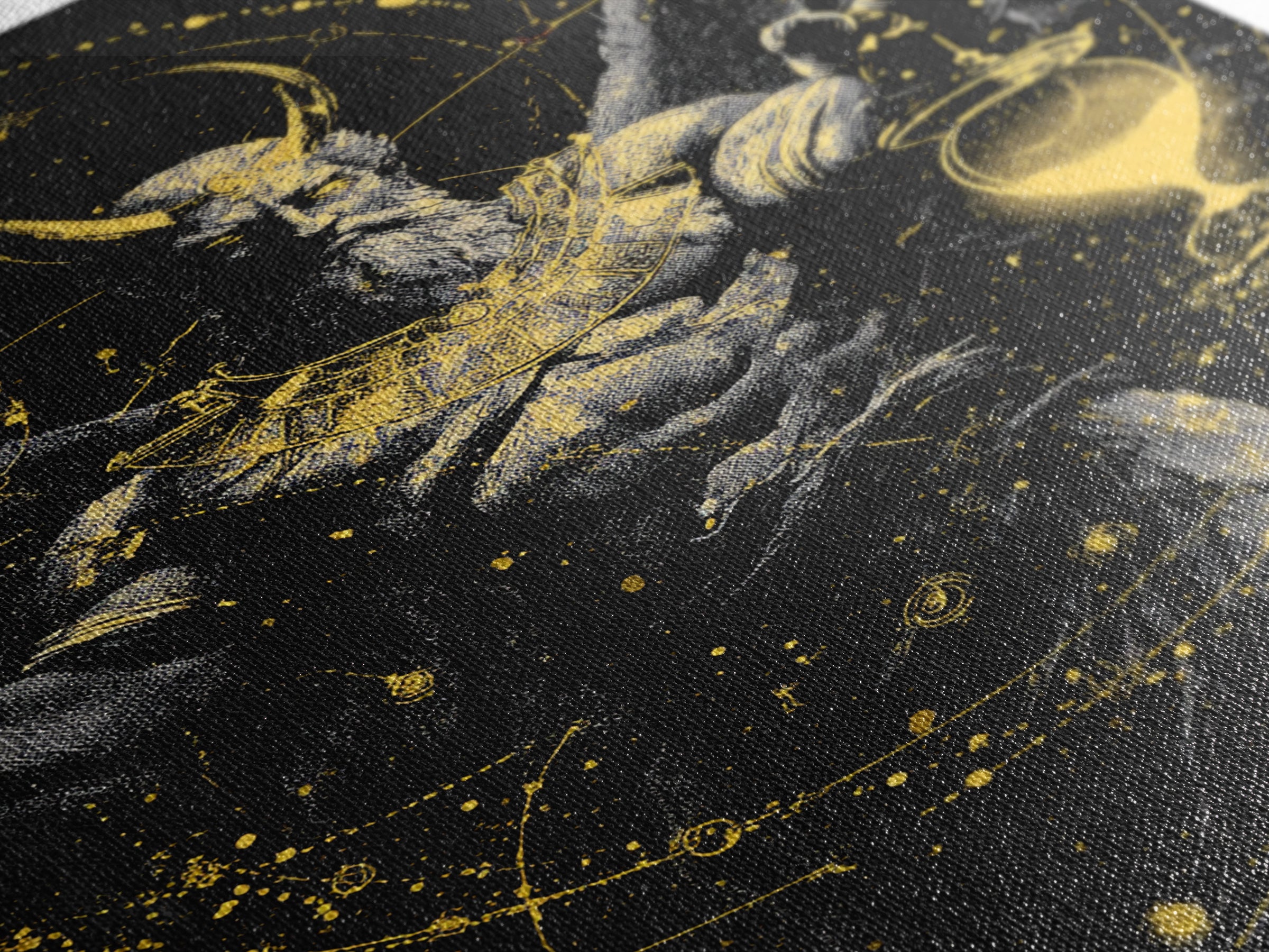Astraeus Starry Night Mythology, Canvas Gold Art Print, Real Wood Frame, Greek Titan Wall Art, Astrology Inspired Decor