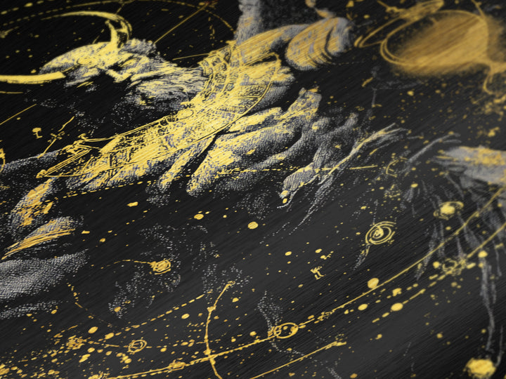 Astraeus Starry Night Mythology, Metallic Gold Art Print, Real Wood Frame, Greek Titan Wall Art, Astrology Inspired Decor
