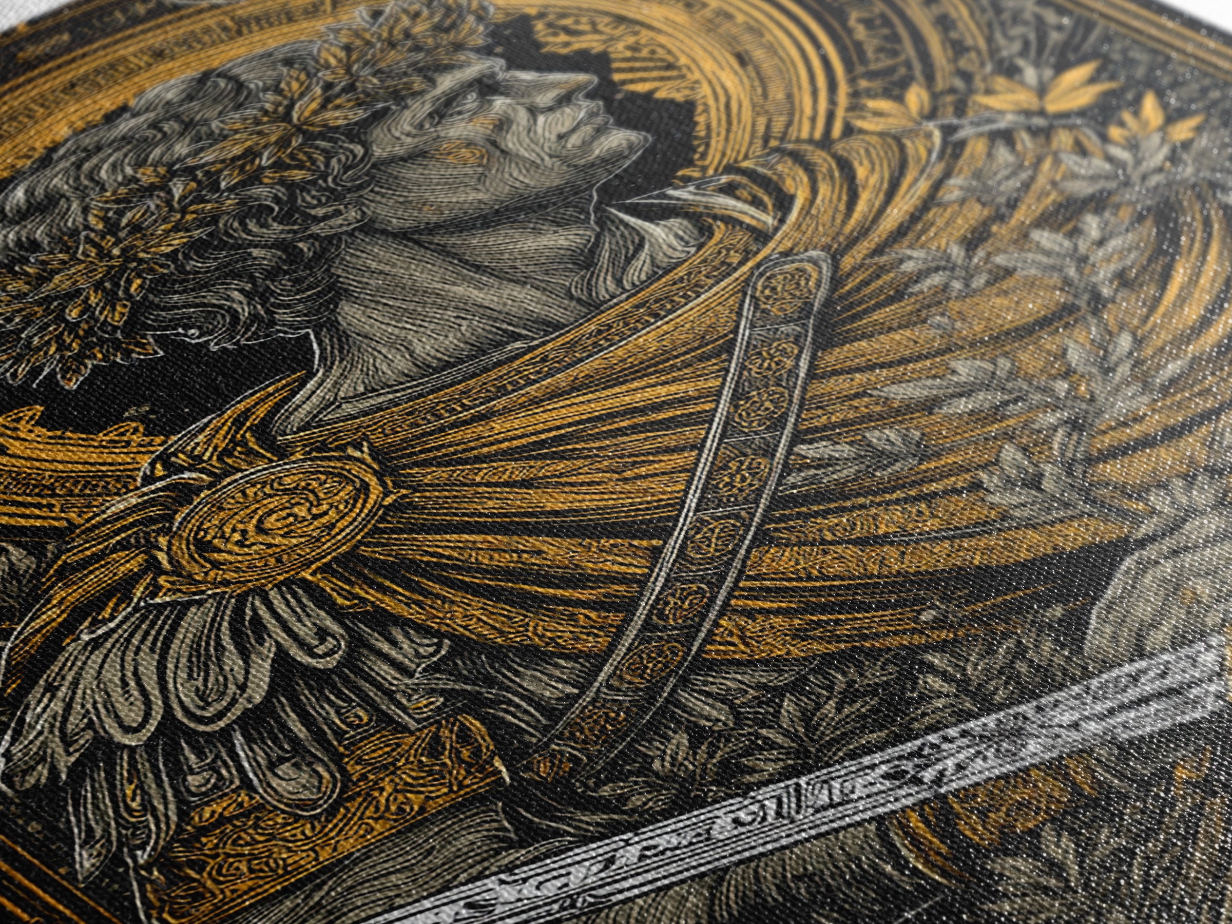Brutus Stoic Roman General With Sword, Canvas Gold Canvas Print, Real Wood Frame, Ancient Roman History Philosopher Art