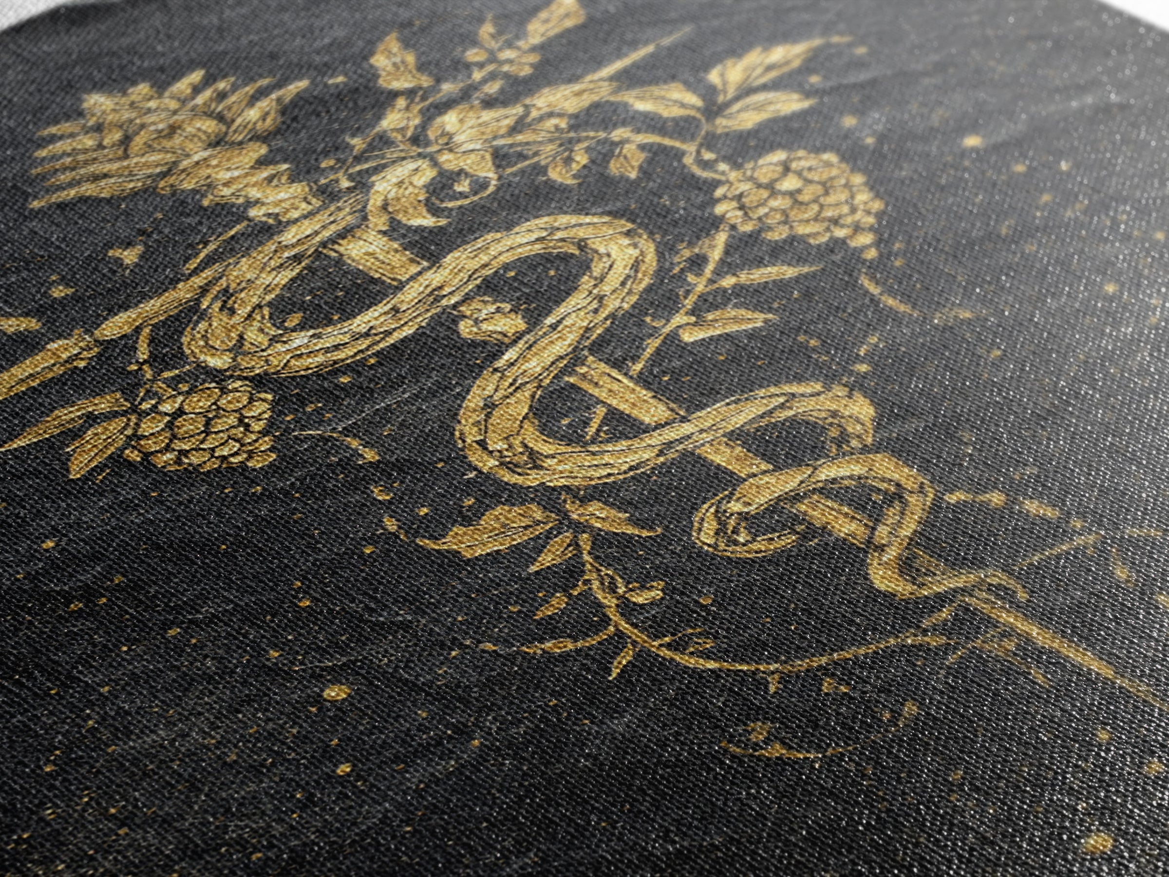 Mythical Serpent Staff Canvas Gold Canvas Print, Ancient Symbolic Snake Art, Luxury Decor With Real Wood Frame