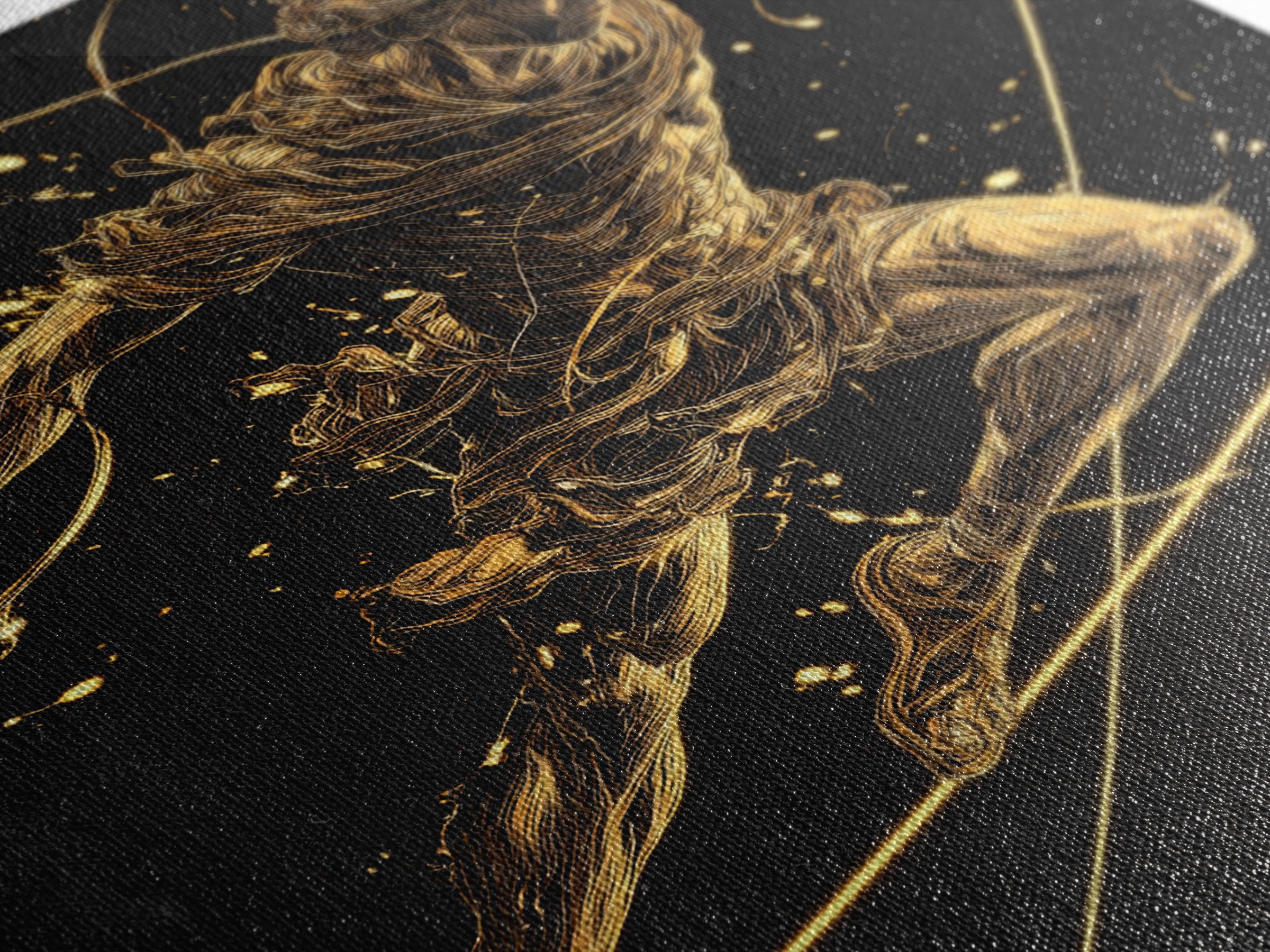 Hermes Leaping Canvas Gold Canvas Print, Greek God Wall Art, Divine Mythology Inspired Decor, Luxury Wood Framed Art