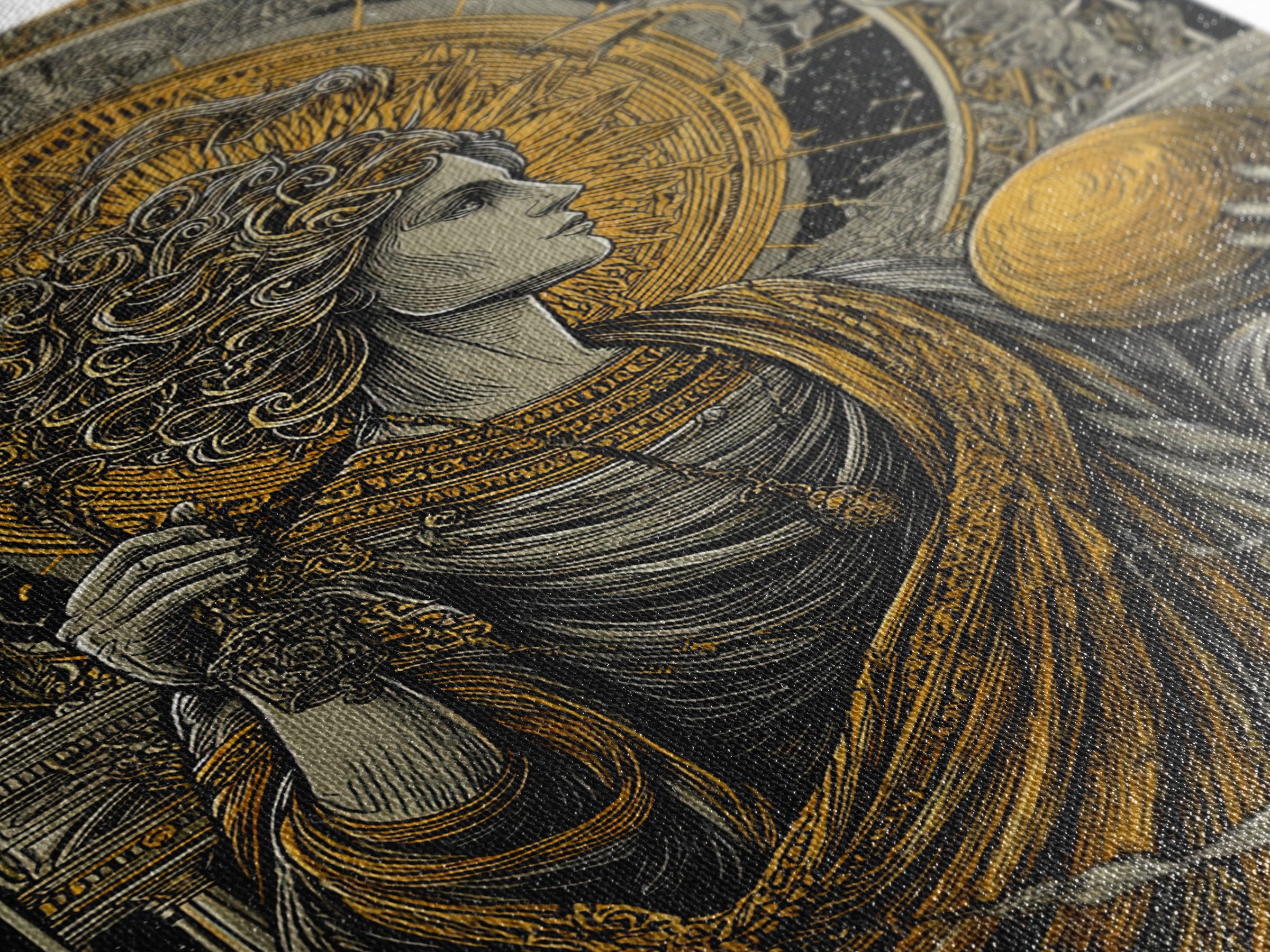Hermes God Of Travel And Speed, Greek Mythology Art, Canvas Gold Canvas Print, Ancient Messenger Decor, Real Wood Frame