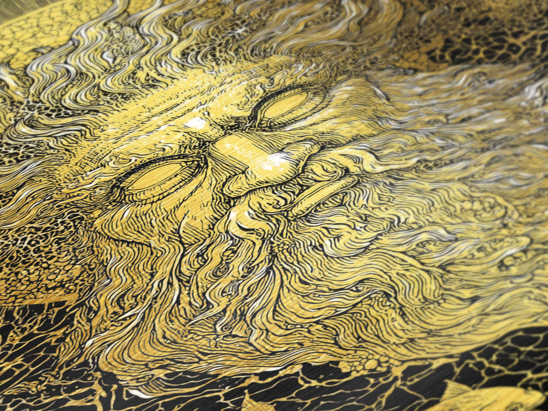 Ancient Sea God Oceanus Metallic Gold Art, Mythological Wall Print, Real Wood Frame, Classical Maritime Inspired Home Decor
