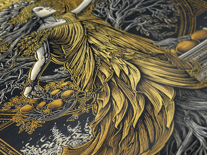 Persephone Metallic Gold Metal Print, Goddess Of Spring And Underworld Art, Mythology Wall Decor, Real Wood Framed Artwork