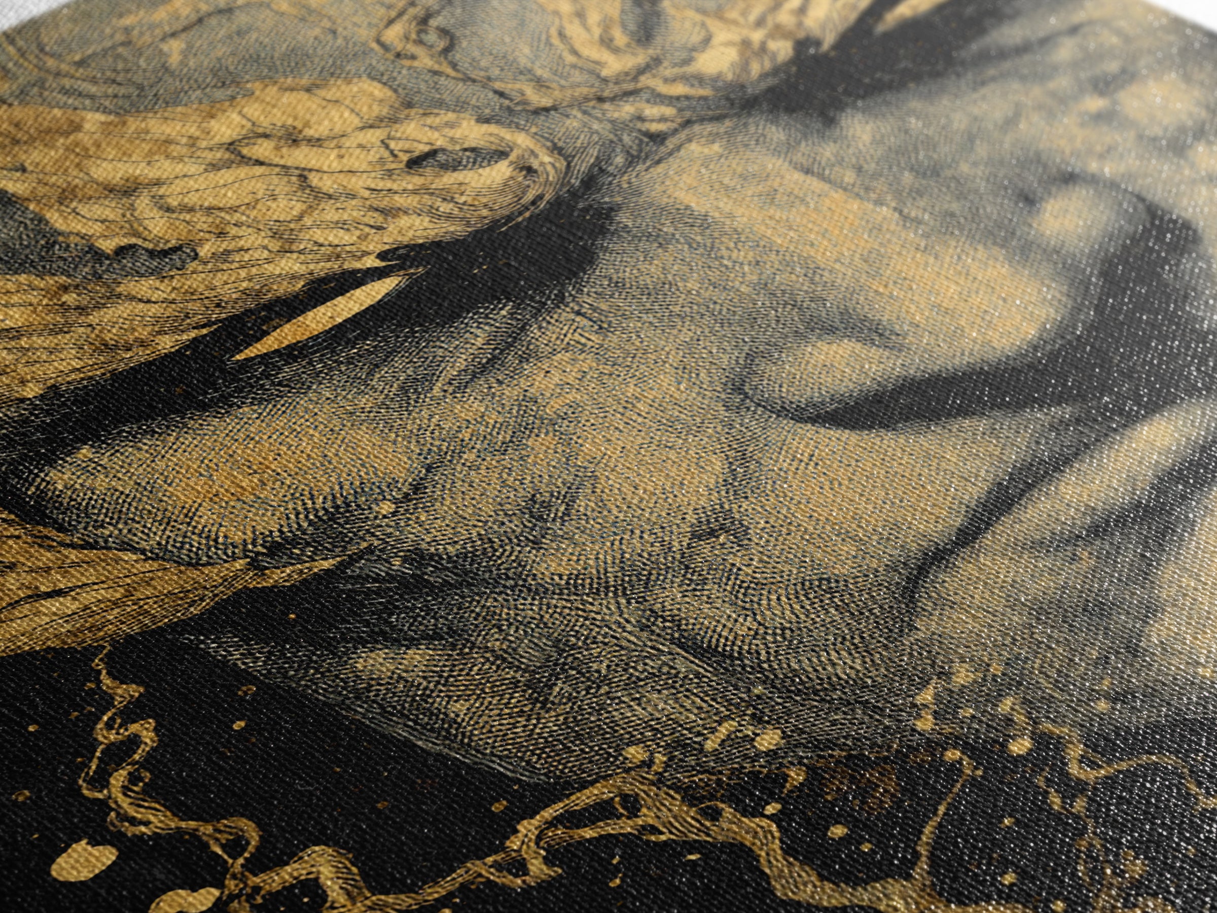 Prometheus Mythological Titan Canvas Gold Canvas Print, Fire Bringer Greek Myth Canvas Gold Art, Real Wood Frame Ancient Legend Decor