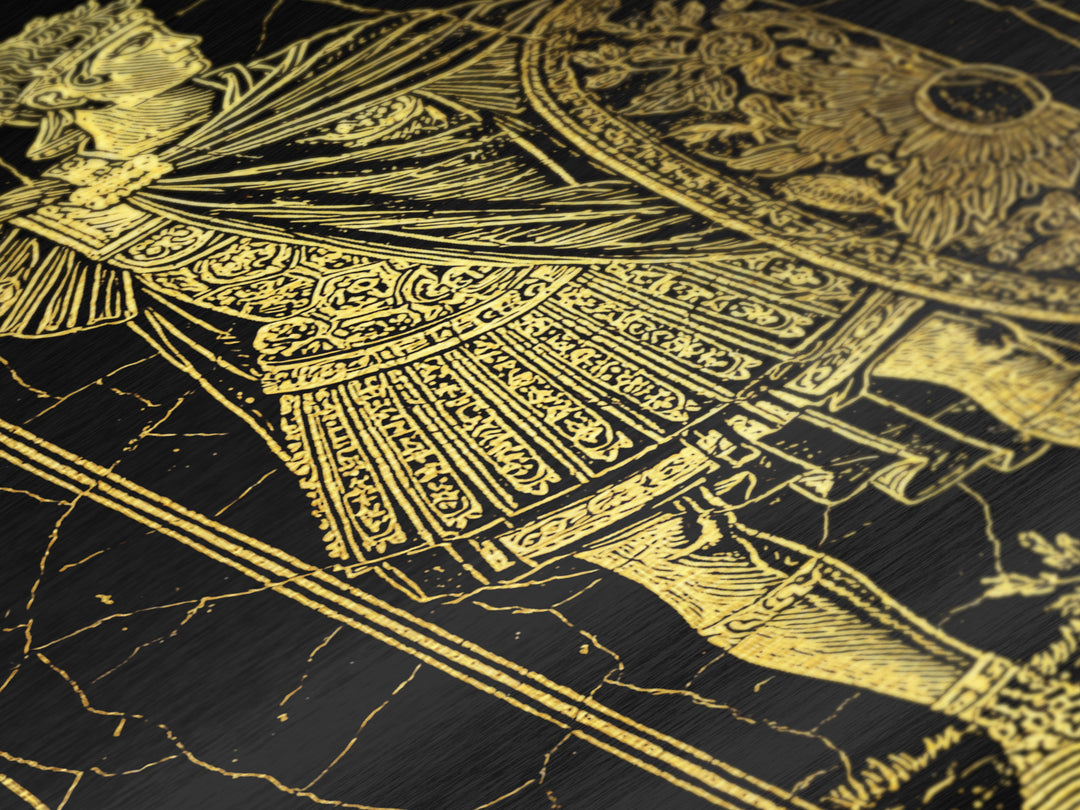 Roman Warrior With Shield, Metallic Gold Metal Print, Mythology Inspired Wall Art, Real Wood Framed Artwork