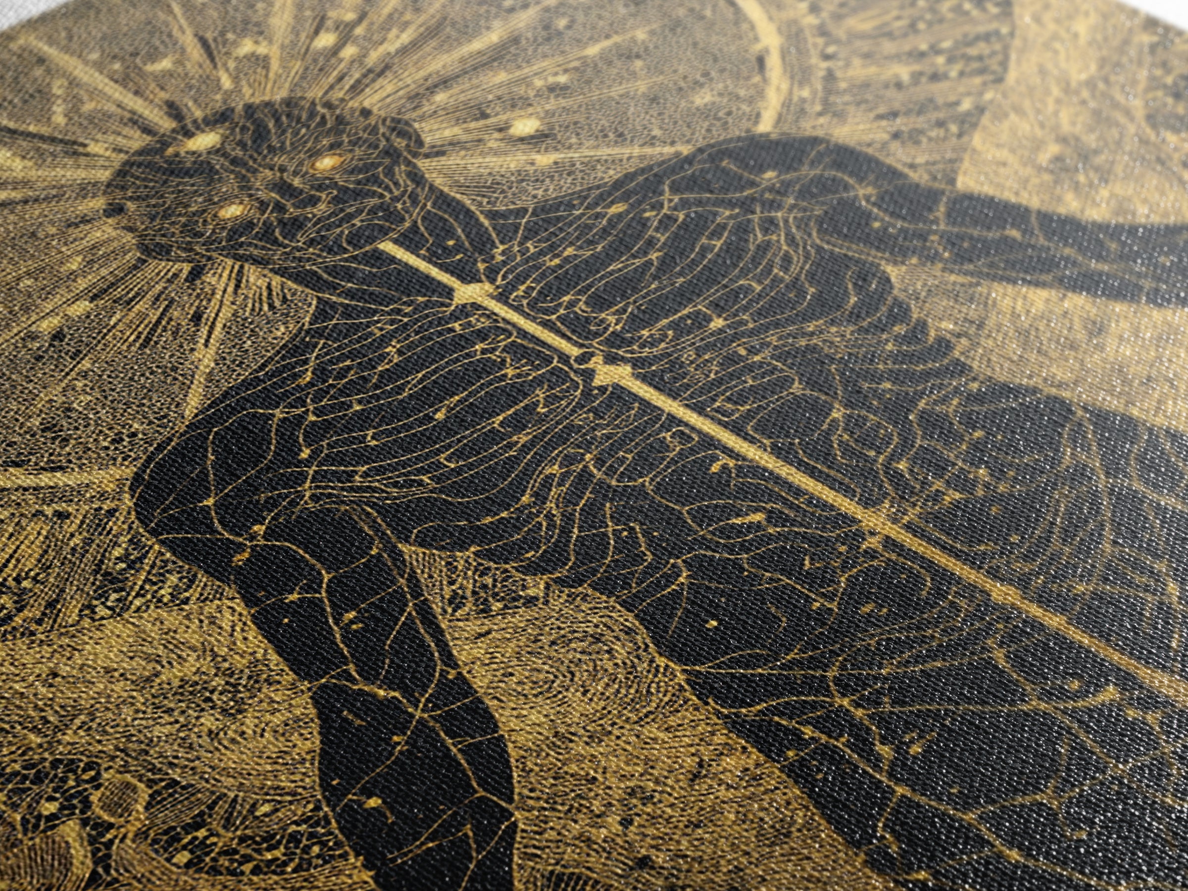Celestial Radiance Figure, Canvas Gold Art, Mythological Cosmic Wall Print, Spiritual Decor With Real Wood Frame
