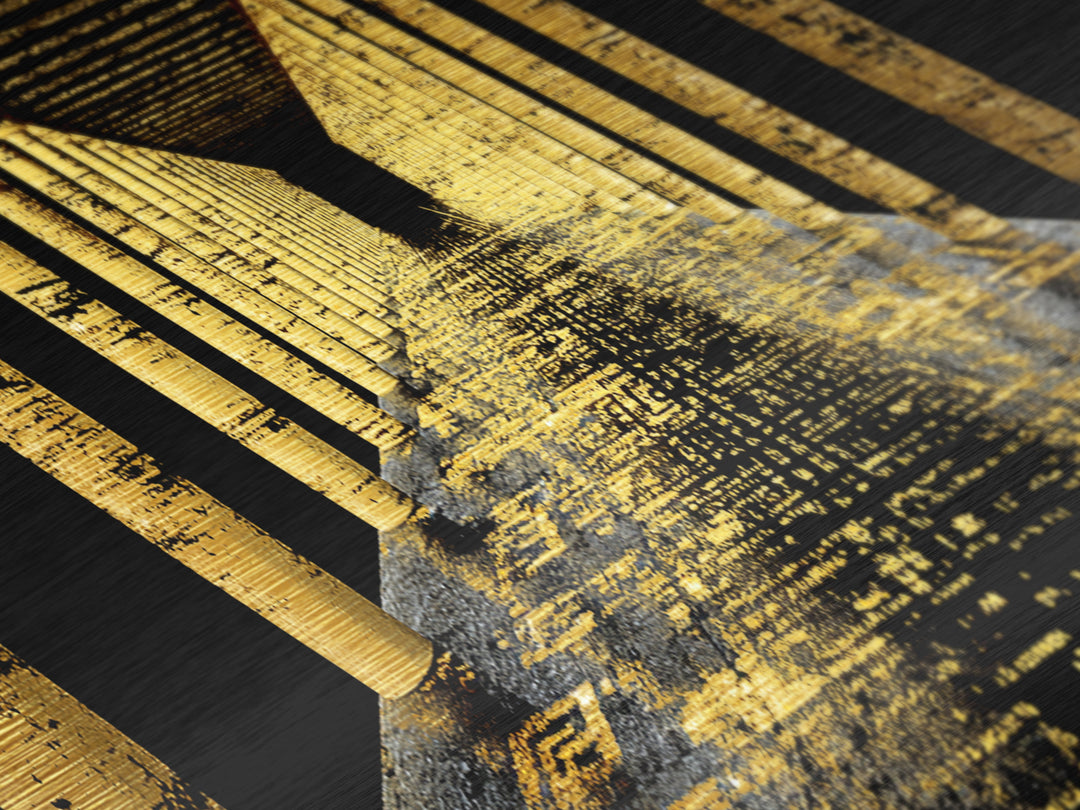 Endless Golden Pillars Corridor, Ancient Greek Architecture Metallic Gold Metal Print, Mythology Wall Art, Real Wood Frame