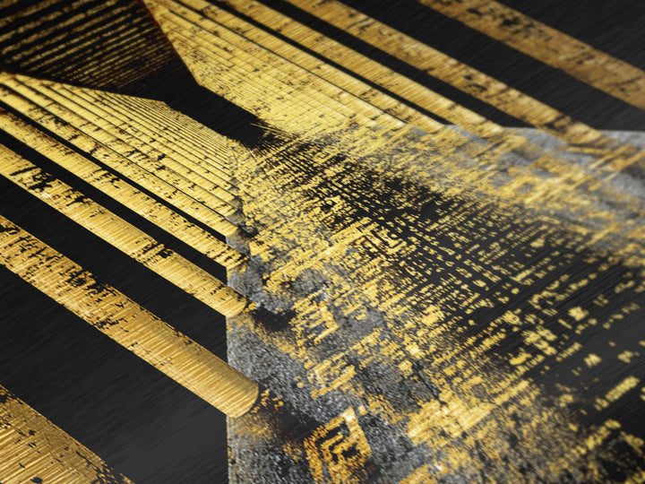 Endless Golden Pillars Corridor, Ancient Greek Architecture Metallic Gold Metal Print, Mythology Wall Art, Real Wood Frame