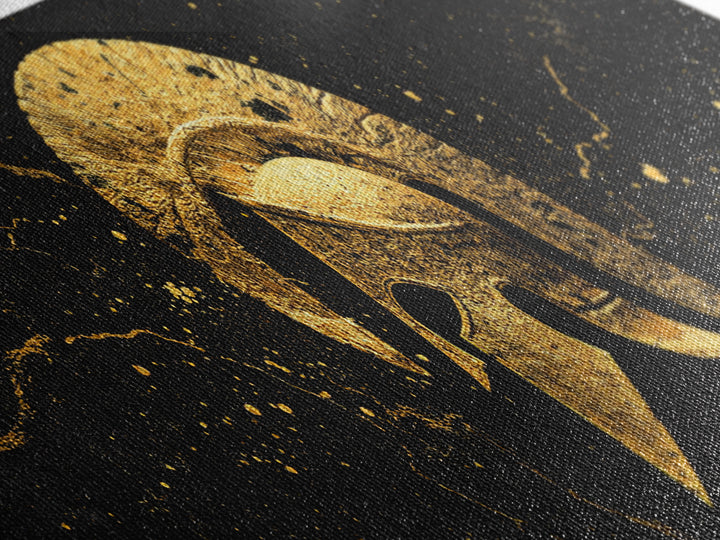 Greek Hoplite Helmet, Ancient Warrior Armor Symbol Wall Artwork, Gold Canvas Print, Real Wood Frame Wall Decor