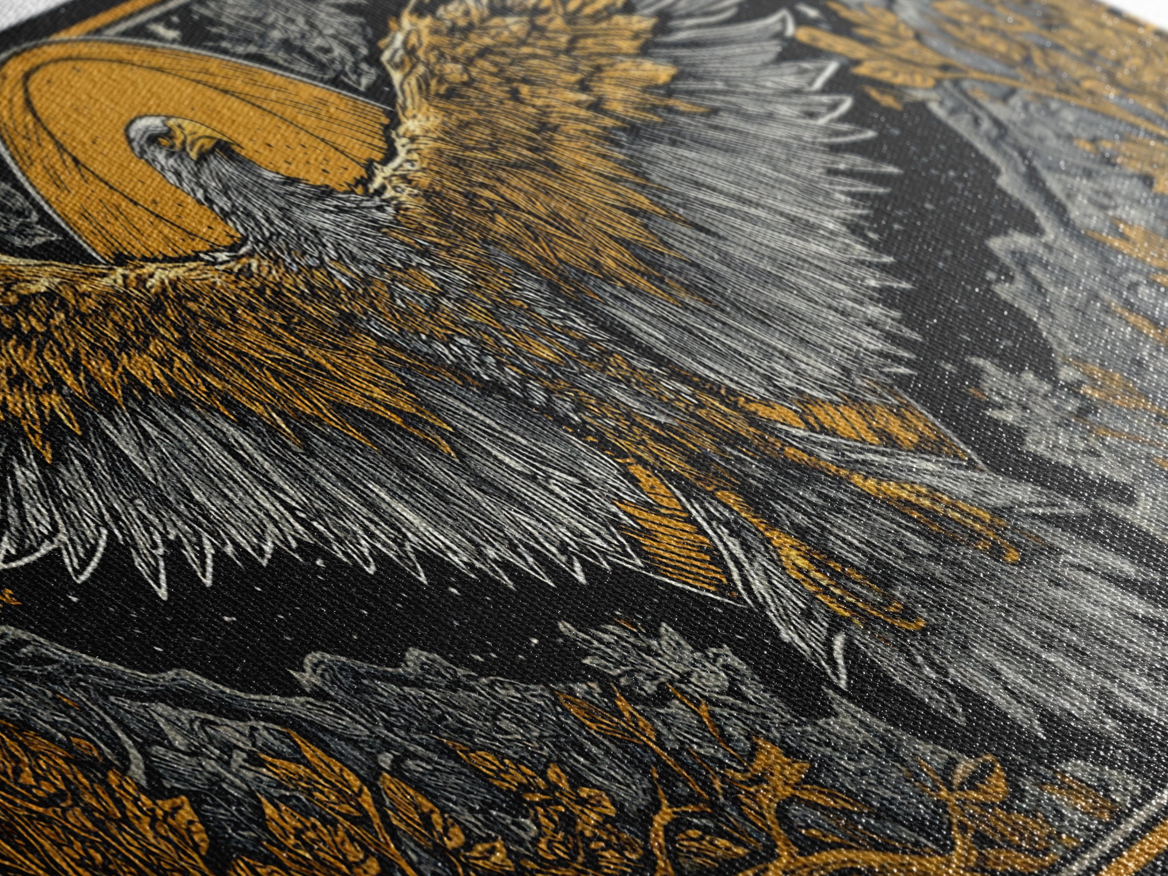 Majestic Golden Eagle Rising, Mythical Bird Of Power Wall Decor, Gold Canvas Print, Real Wood Framed Art