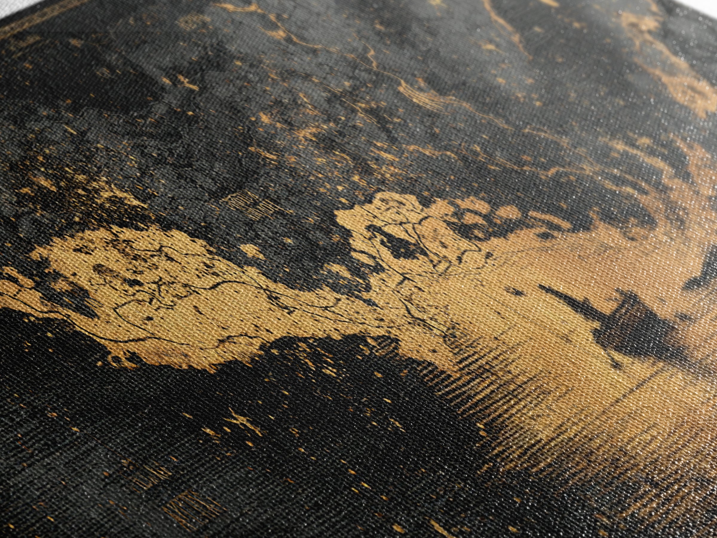 Celestial Map Artwork, Mythological Constellation And Ancient Sky Design, Gold Canvas Print, Real Wood Frame Wall Decor