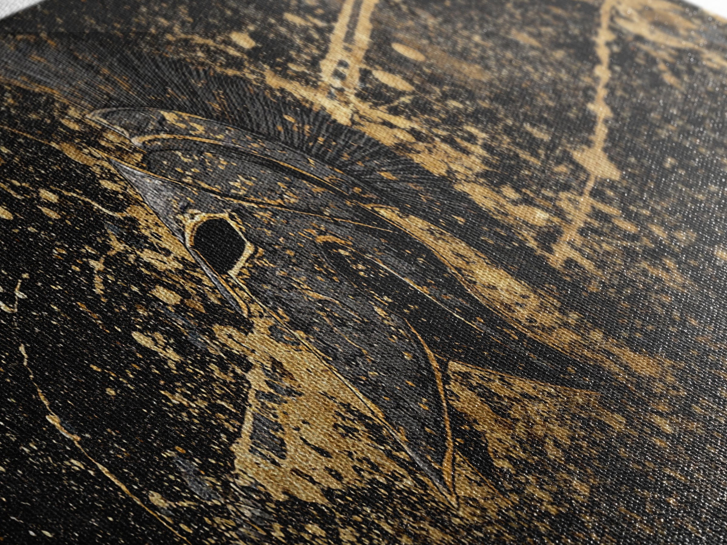Spartan Helmet Splatter Artwork, Ancient Greek Warrior Mythological Symbol Decorative Art, Gold Canvas Print, Real Wood Frame