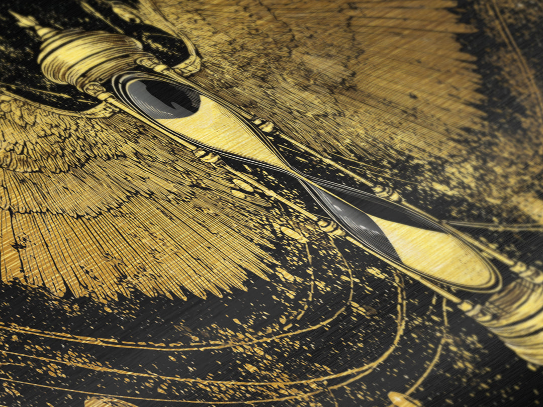 Astraeus Titan Of Stars Artwork, Greek Mythology Metallic Gold Metal Print, Celestial Titan Wall Art, Real Wood Frame