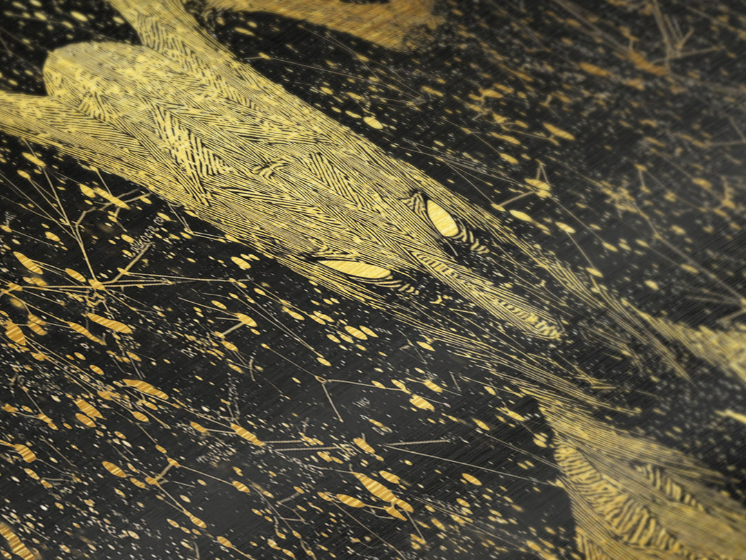 Crius Titan Of Constellations, Mythology Illustration Metallic Gold Metal Print, Greek Titan Wall Art, Real Wood Frame