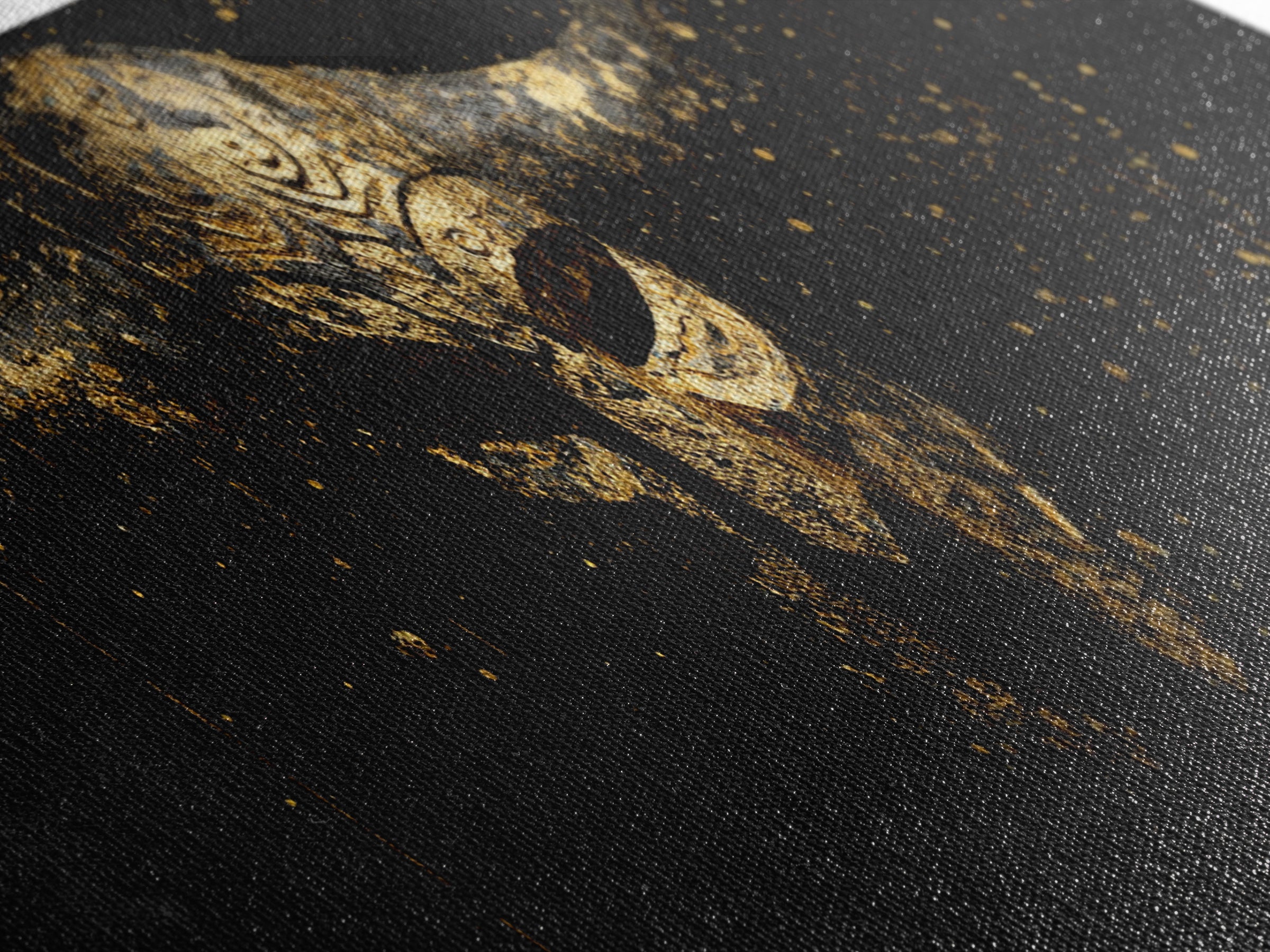 Warrior Viking Helmet, Norse Mythology Wall Art, Gold Canvas Print, Dramatic Historical Decor, Real Wood Frame