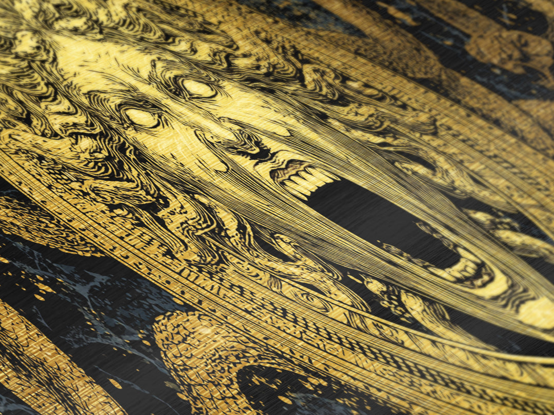 Medusa Metallic Gold Metal Print, Mythology Wall Art, Serpent Hair Gorgon Illustration, Greek Goddess Decor, Real Wood Frame, Luxury