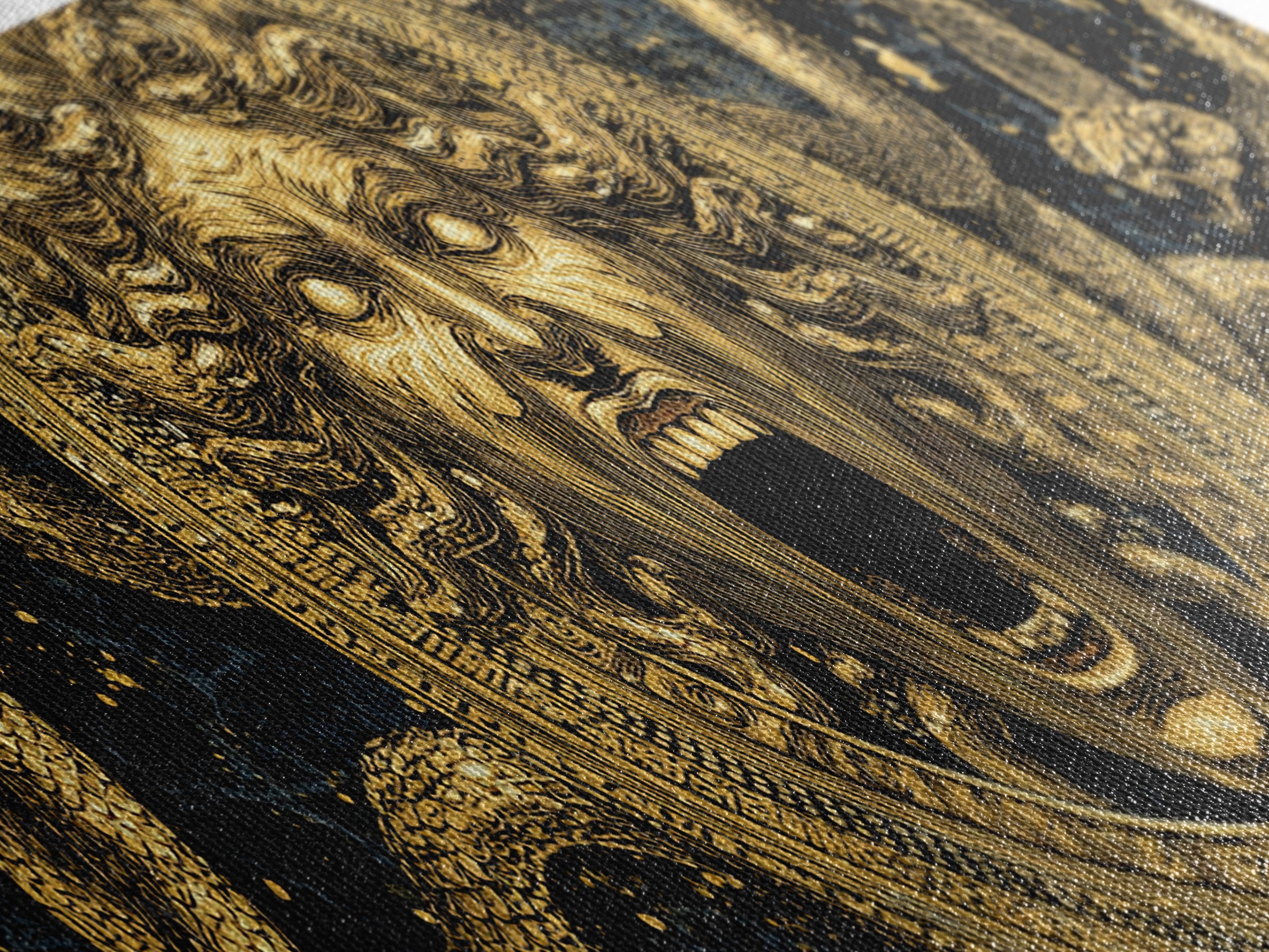 Medusa Gold Canvas Print, Mythology Wall Art, Serpent Hair Gorgon Illustration, Greek Goddess Decor, Real Wood Frame, Luxury