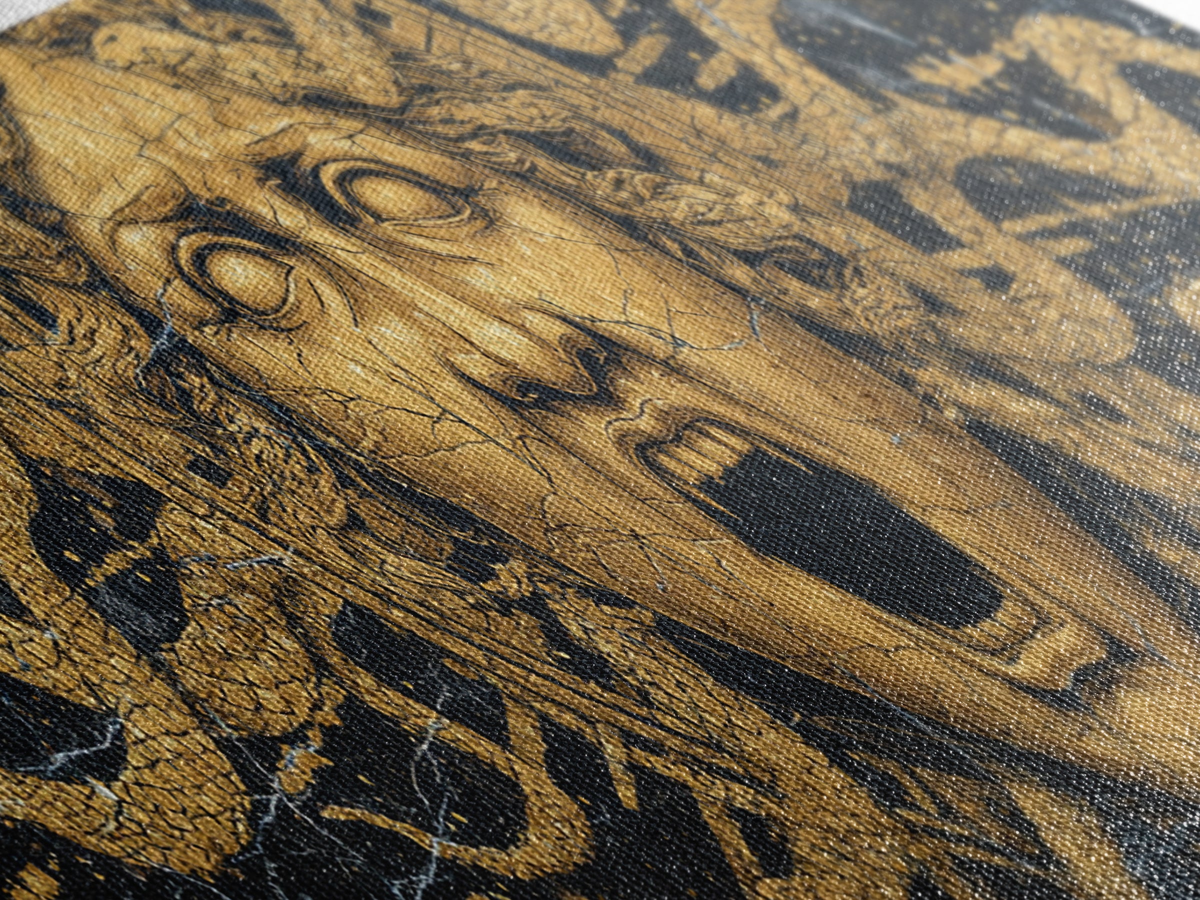 Medusa Serpent Gold Canvas Print, Greek Mythology Wall Art, Gorgon Face Illustration, Real Wood Frame, Unique Statement Decor