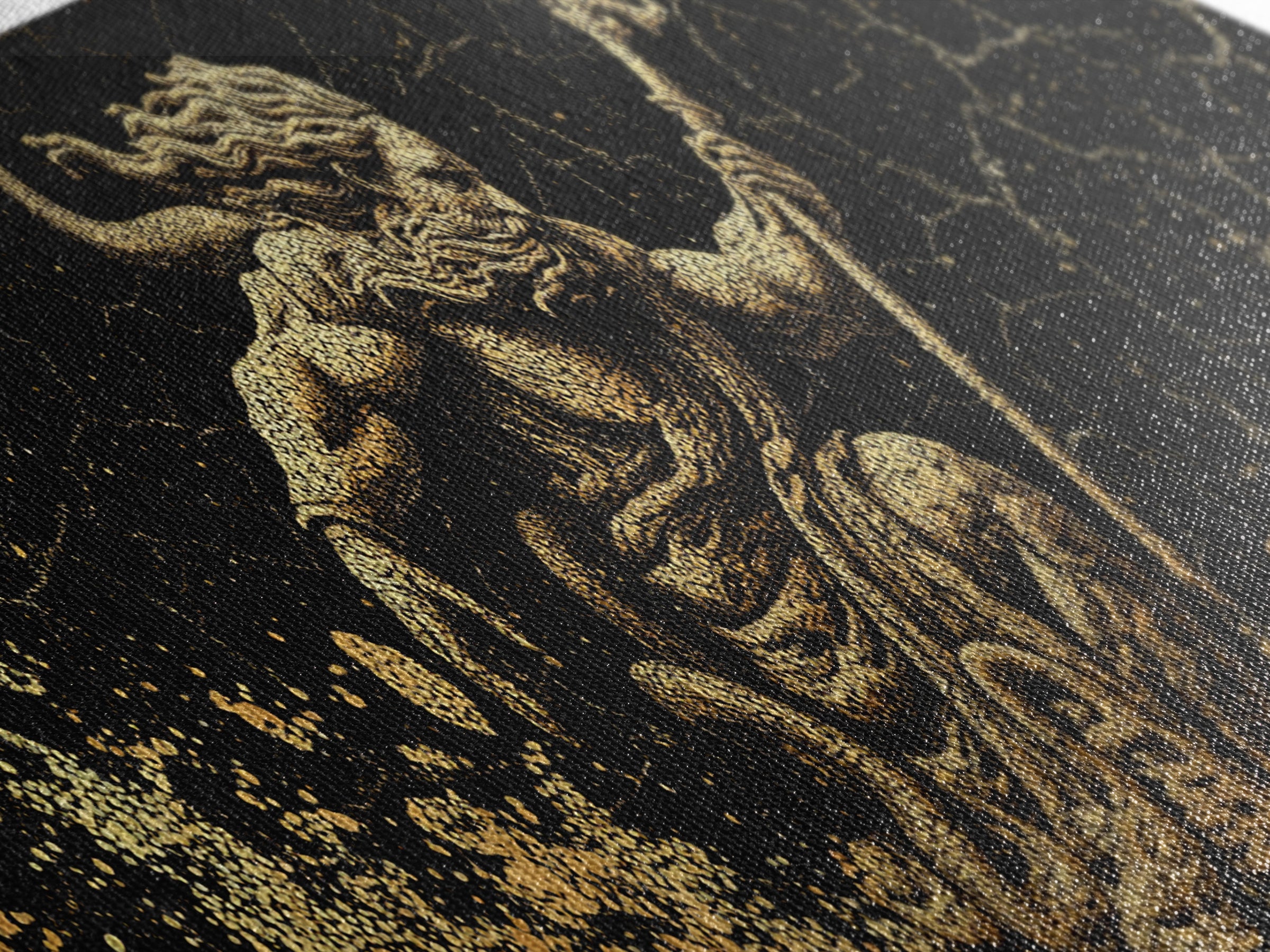 Poseidon Ocean Gold Canvas Print, Greek Mythology Wall Art, Real Wood Frame, Decorative God Of The Sea Artwork