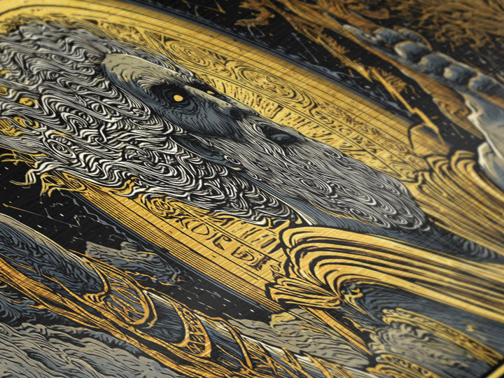 Zeus With Staff Metallic Gold Metal Print, Greek God Wall Art, Regal Mythology Decor, Real Wood Frame Luxury Artwork