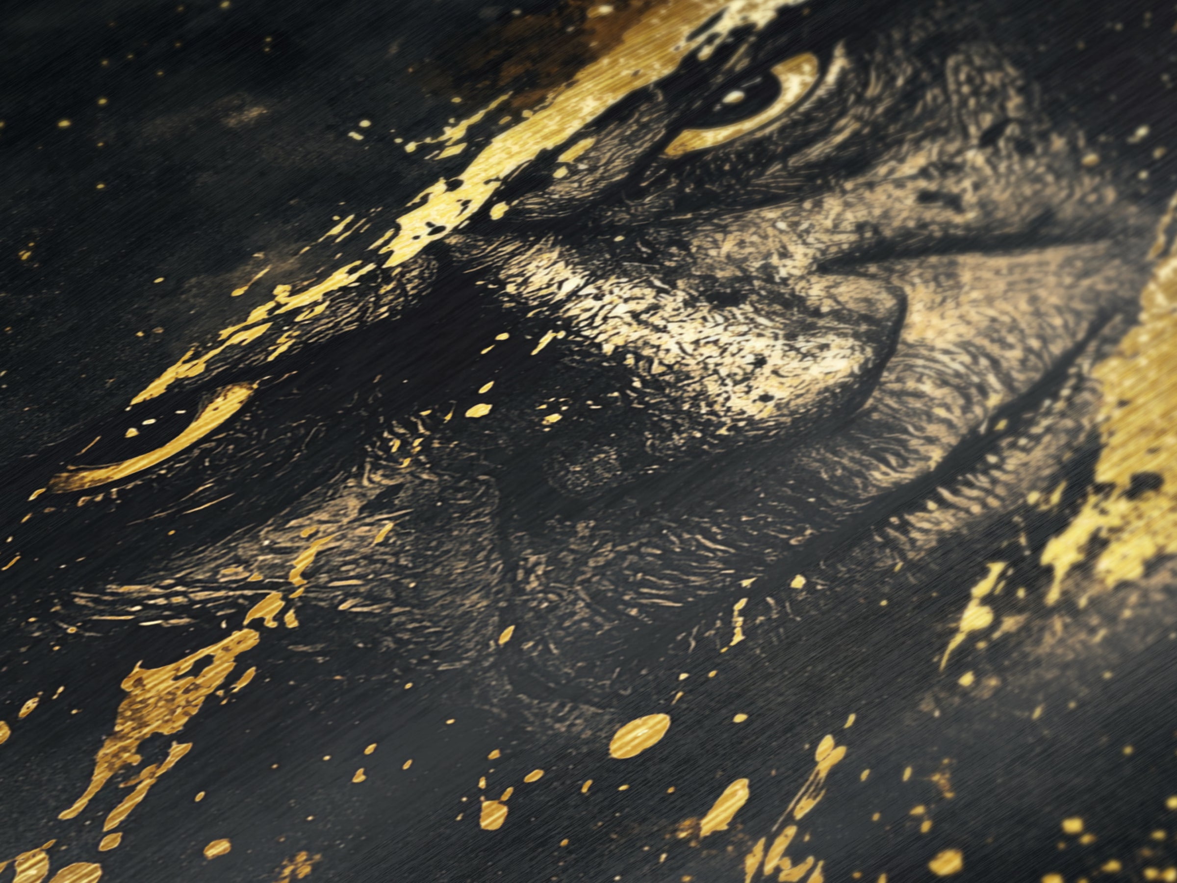 Dark Sorcerer Metallic Gold Art Metal Art | Haunted Gothic Portrait Halloween Wall Decor with Real Wood Frame | Spooky Print