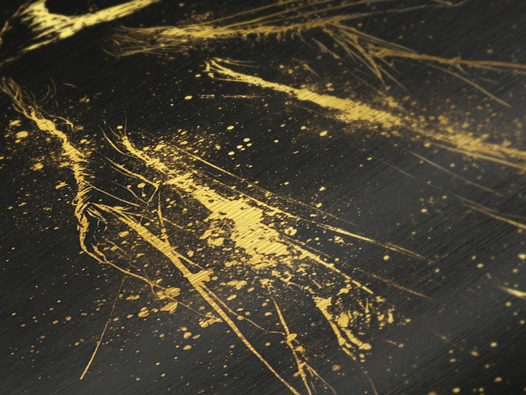 Dark Shadowy Sorcerer Metallic Gold Art Metal Art Haunted Gothic Halloween Wall Print With Real Wood Framed Presentation