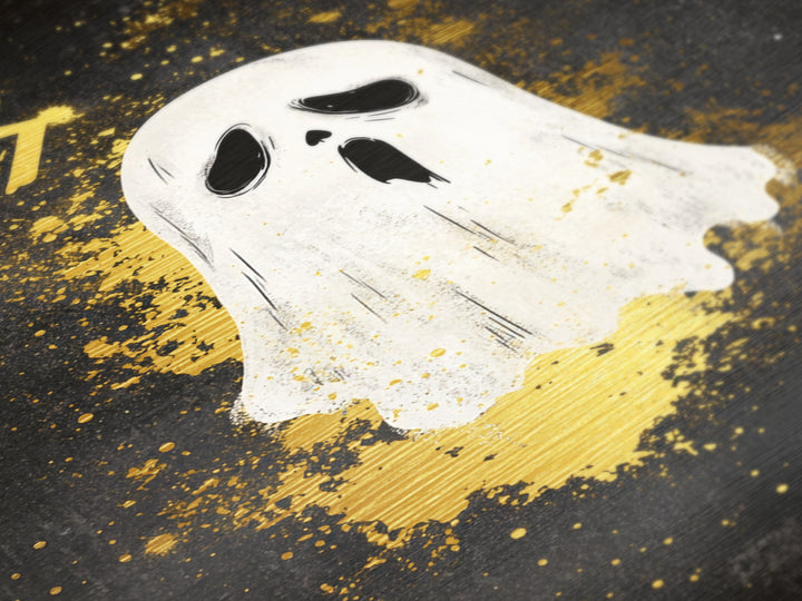 Ghostly Scream Metallic Gold Art Metal Art | Horror Halloween Wall Art With Real Wood Frame Gothic Haunted Decor