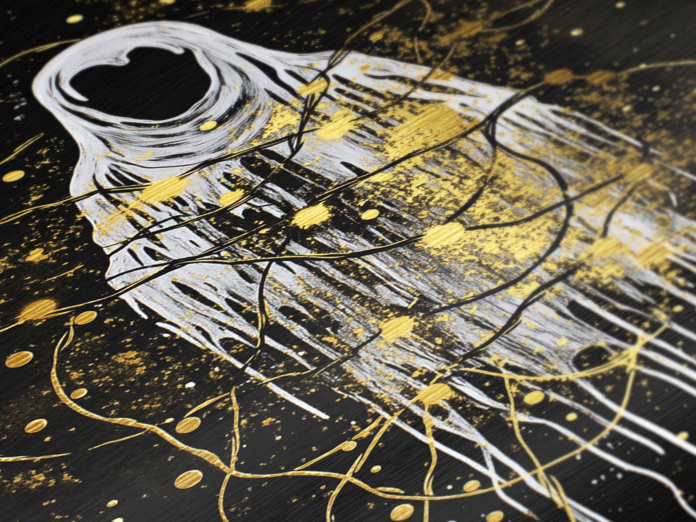 Haunted Spirit Wrapped In Lights Metallic Gold Art Metal Art | Gothic Spooky Season Wall Decor Real Wood Frame Finish