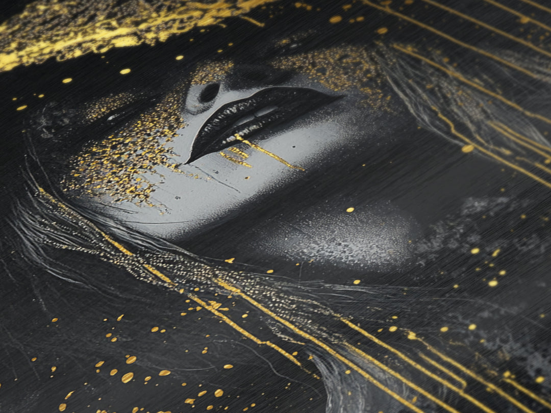 Witchy Woman Metallic Gold Art Metal Art | Spooky Halloween Wall Art with Real Wood Framing | Gothic Haunted Seasonal Decor