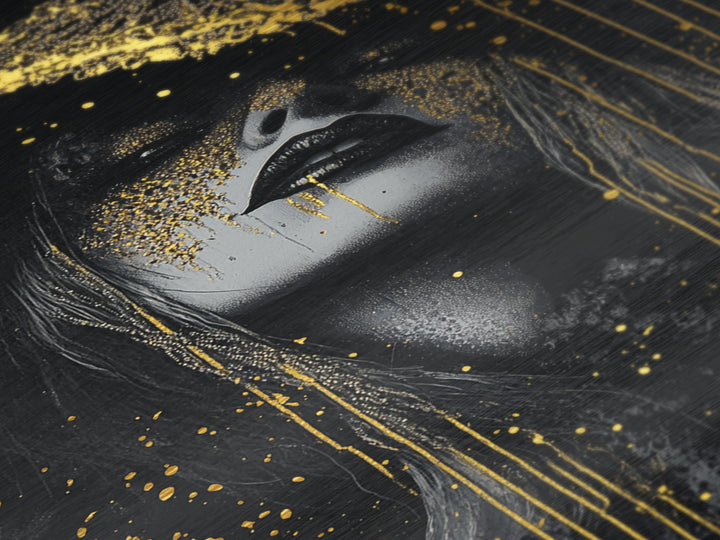Witchy Woman Metallic Gold Art Metal Art | Spooky Halloween Wall Art with Real Wood Framing | Gothic Haunted Seasonal Decor