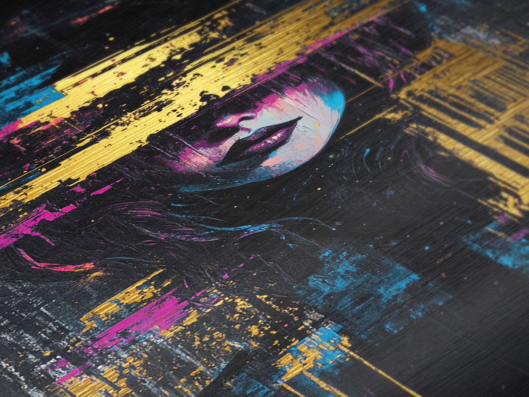 Cyberpunk Witch Portrait, Metallic Gold Art, Halloween Decor, Witchy Decor