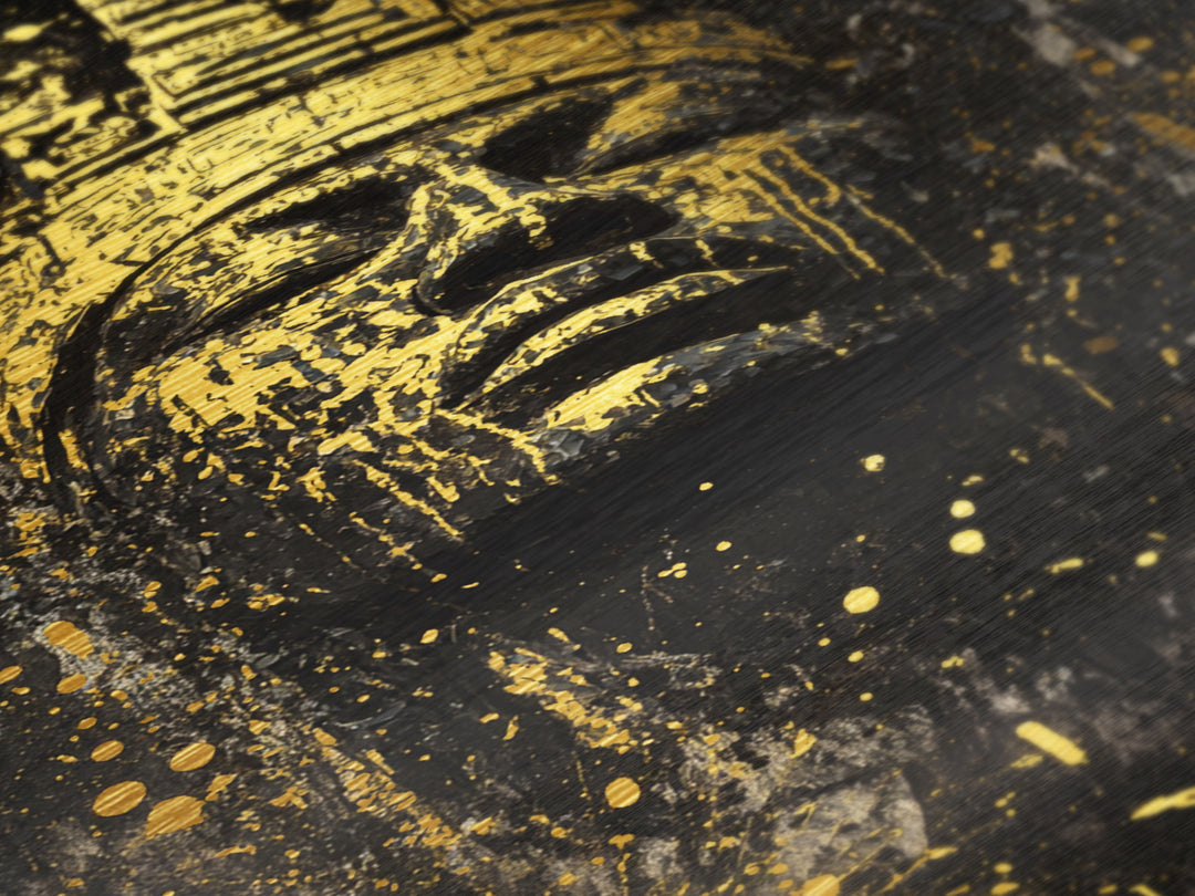Ancient Haunted King Metallic Gold Art Metal Art Gothic Halloween Spooky Wall Decor with sturdy natural wood framing