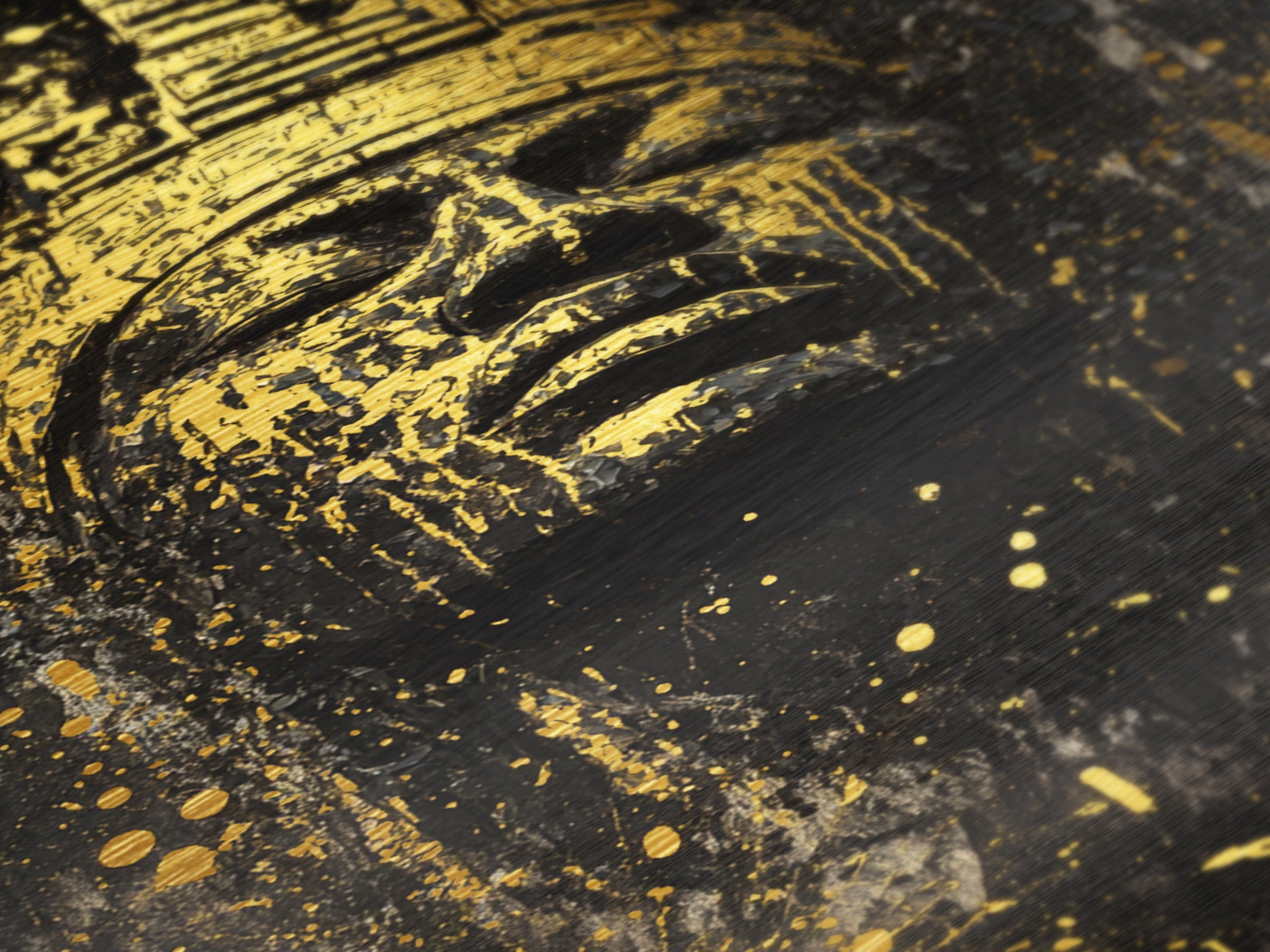 Ancient Haunted King Metallic Gold Art Metal Art Gothic Halloween Spooky Wall Decor with sturdy natural wood framing