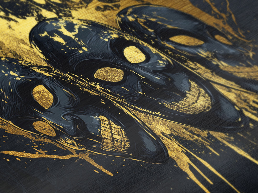 Sacred Goddess Metallic Gold Metal Print, Ornate Splatter Art On Metal, Real Wood Frame Wall Décor, Mystical Divine Artwork