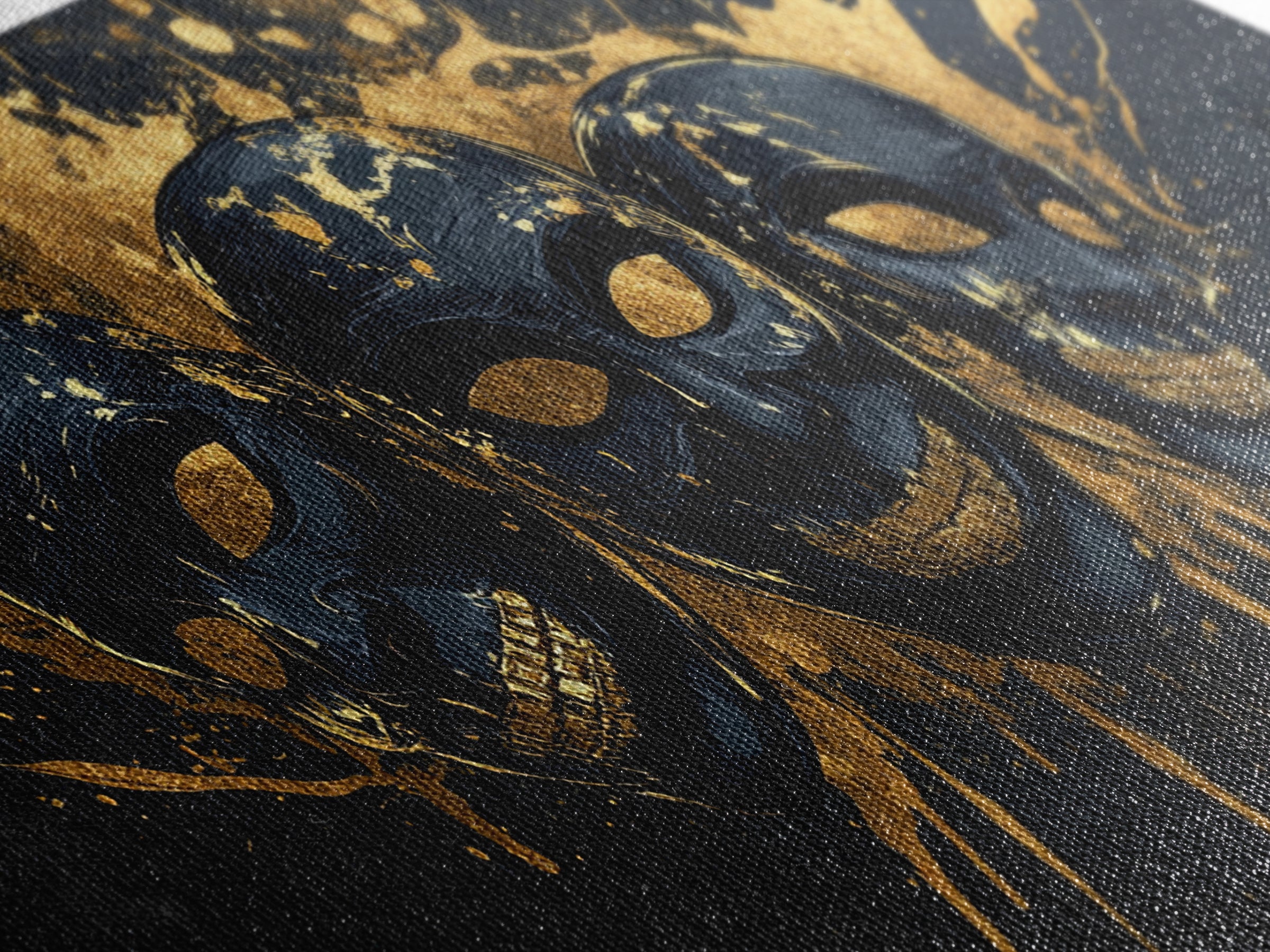Sacred Goddess Gold Canvas Print, Ornate Splatter Art On Canvas, Real Wood Frame Wall Décor, Mystical Divine Artwork