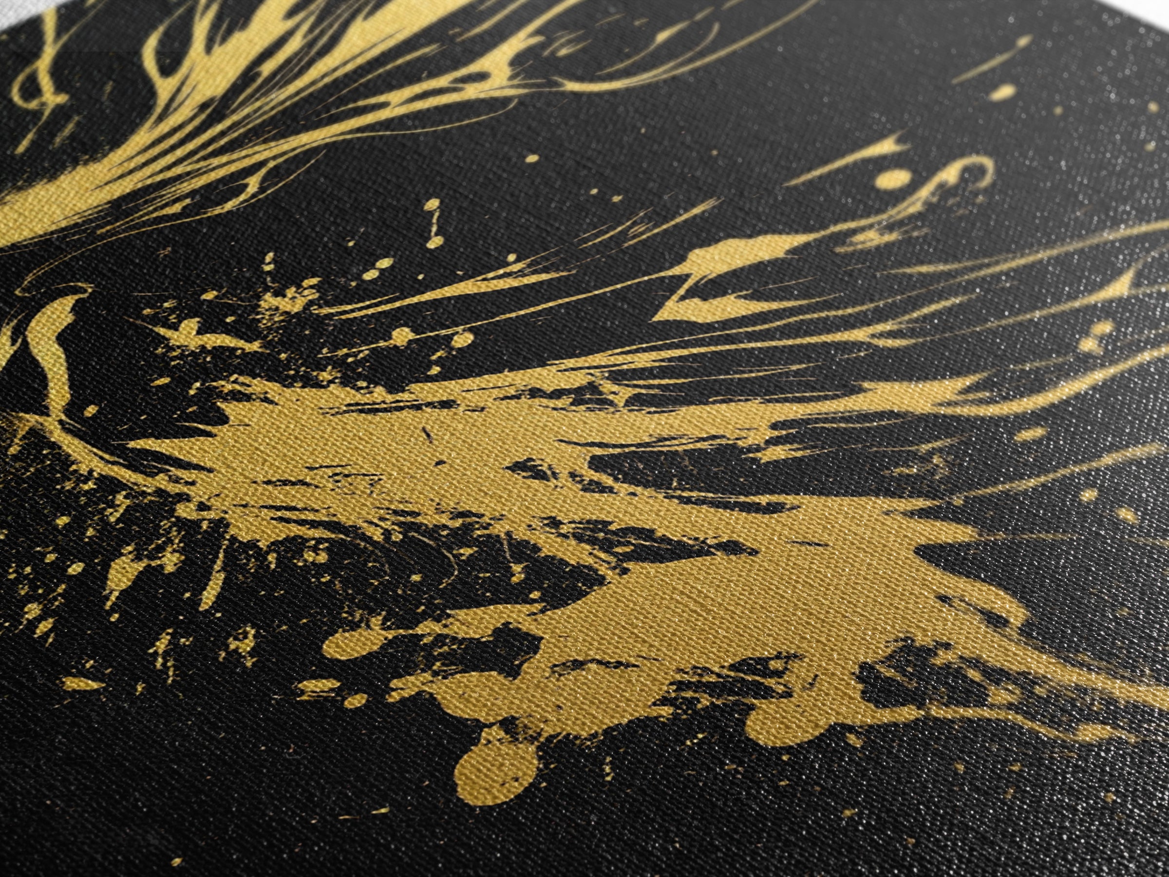 Golden Spirit Woman Gold Canvas Art, Flowing Abstract Female Silhouette, Modern Splatter Wall Decor, Real Wood Frame