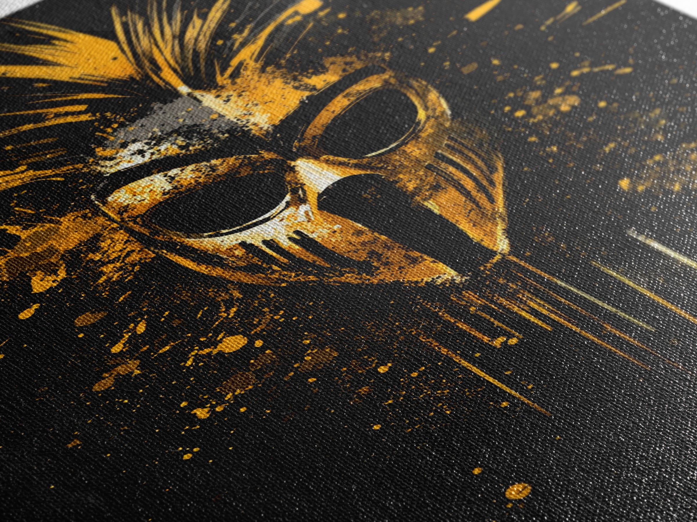 Tribal Warrior Mask Gold Canvas Print, African Inspired Splatter Art, Bold Tribal Wall Decor, Fierce Artwork, Real Wood Framed
