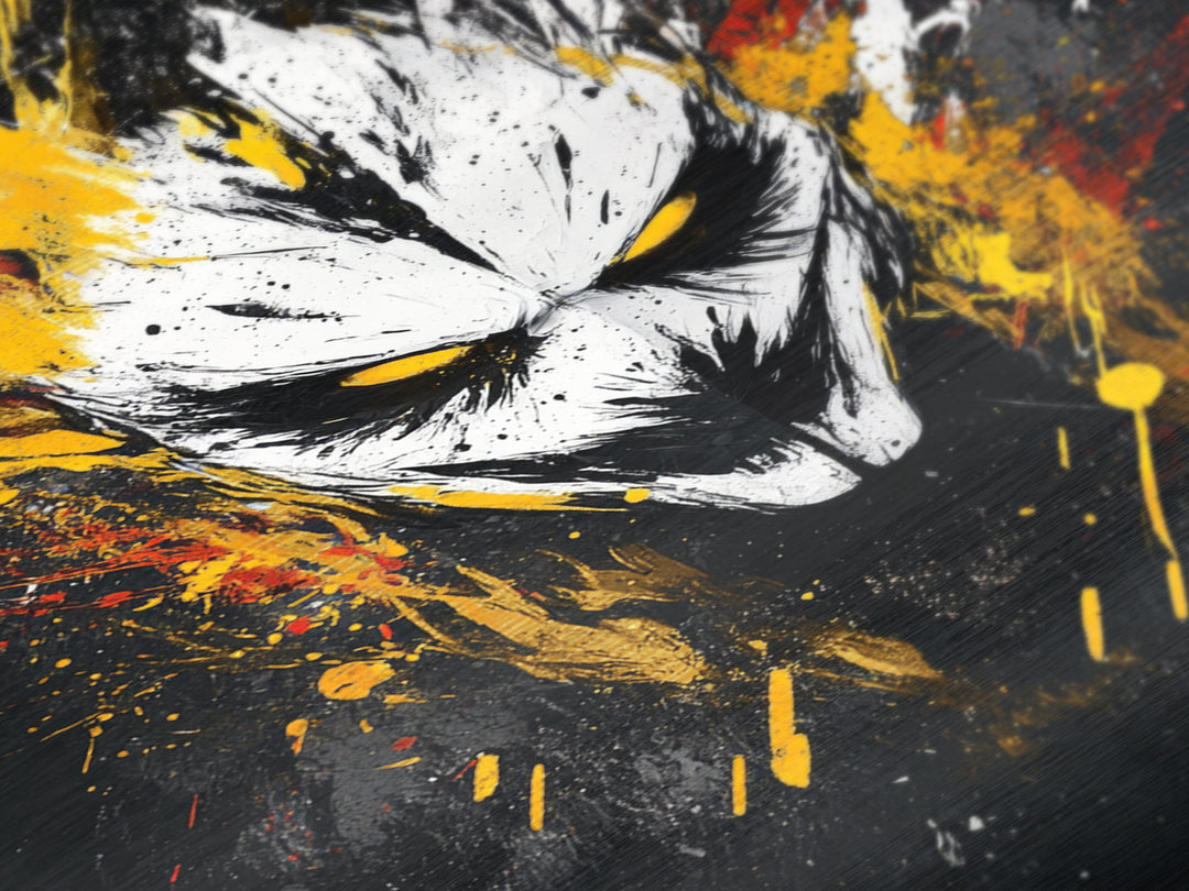 Intense Mask Artwork,Modern Abstract Wall Decor,Real Wood Frame,Bold Fiery Art,Striking Vibrant Statement Piece