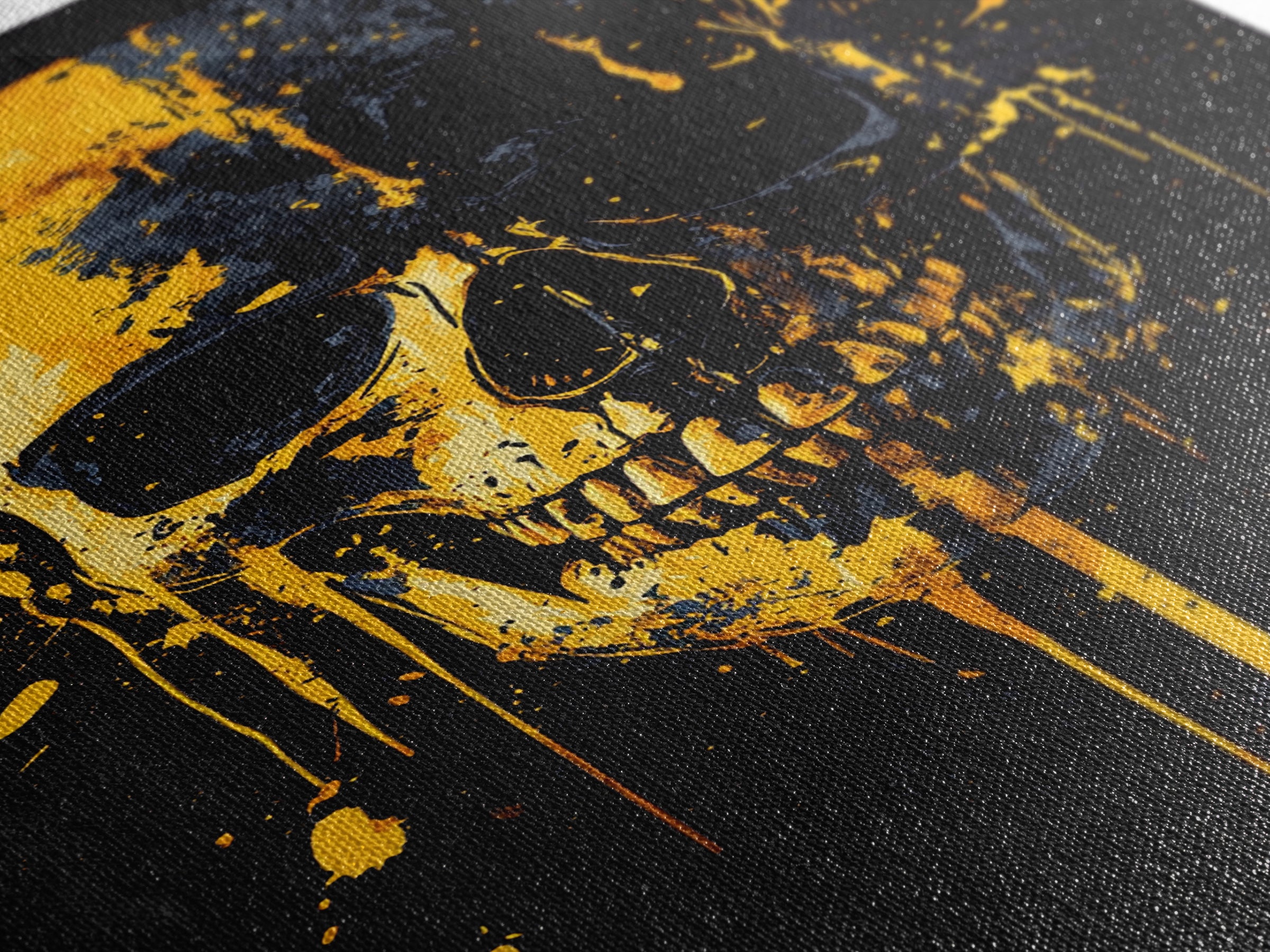 Dripping Skull Gold Canvas Print, Gothic Wall Art, Dark Decor, Edgy Skull Artwork, Real Wood Frame, Modern Statement Piece