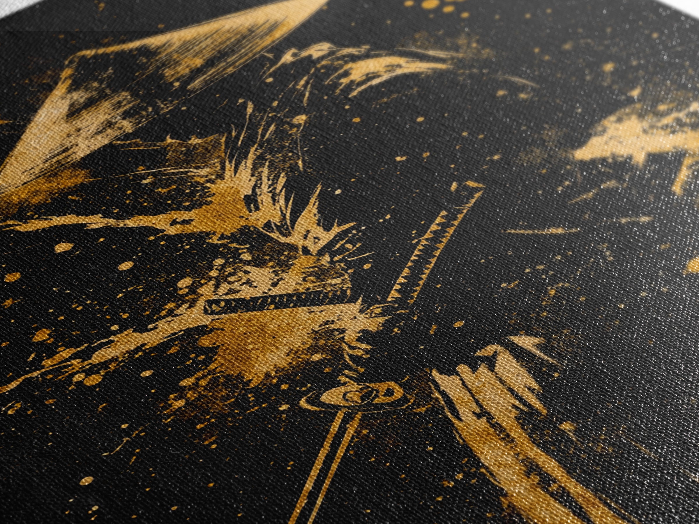 Ronin Samurai Gold Canvas Print, Japanese Warrior Art, Epic Splatter Decor, Real Wood Frame, Fierce Bushido Inspired Wall Artwork