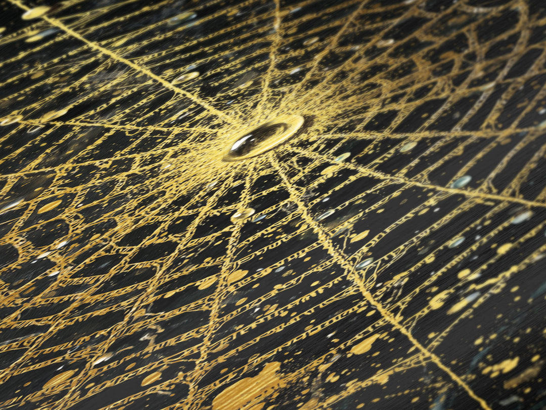 Golden Spider Web Wall Art, Wood Framed Metal Art, Metallic Gold Art, Spider Decor