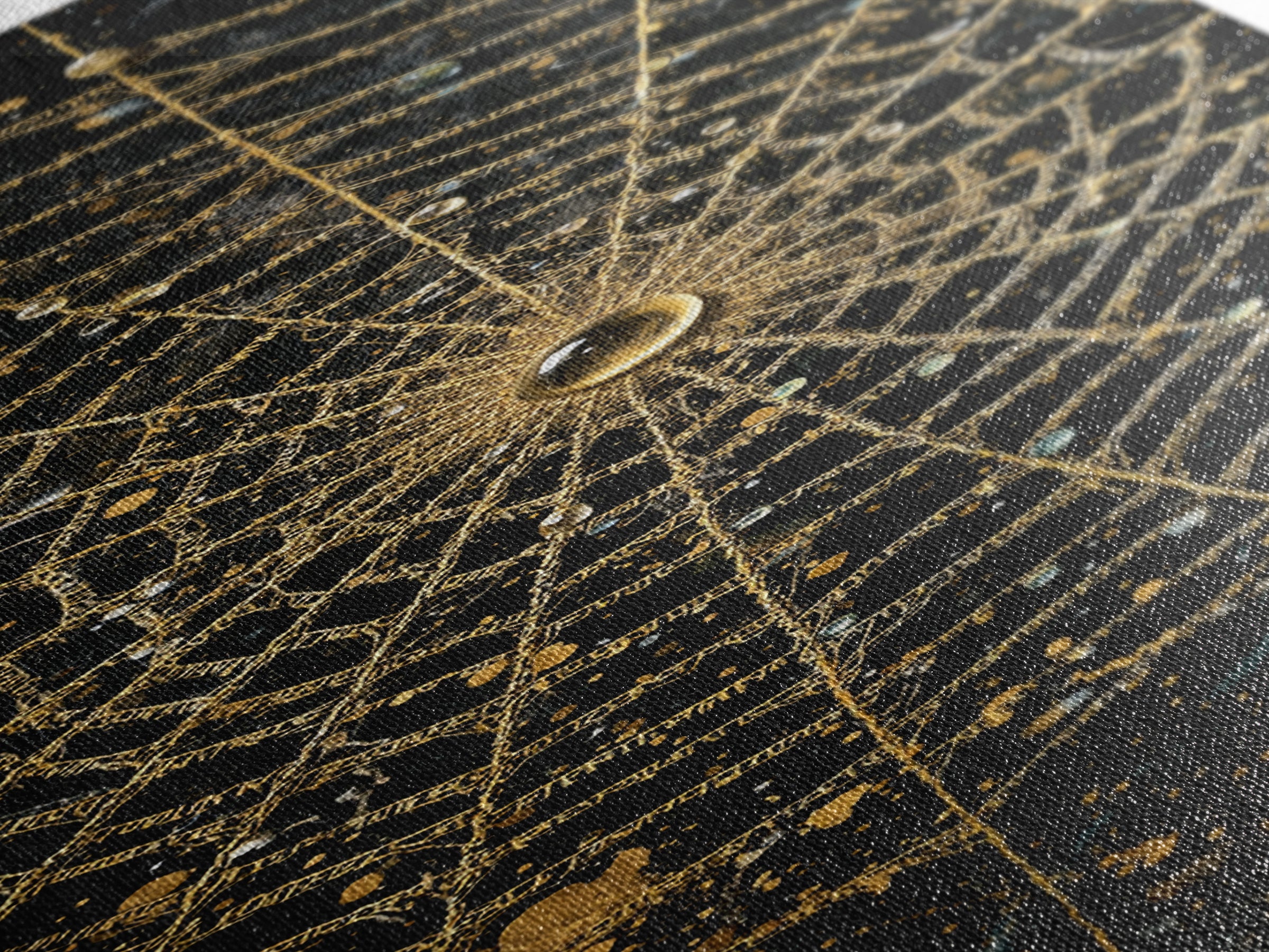 Golden Spider Web Wall Art, Wood Framed Canvas Art, Canvas Gold Art, Spider Decor