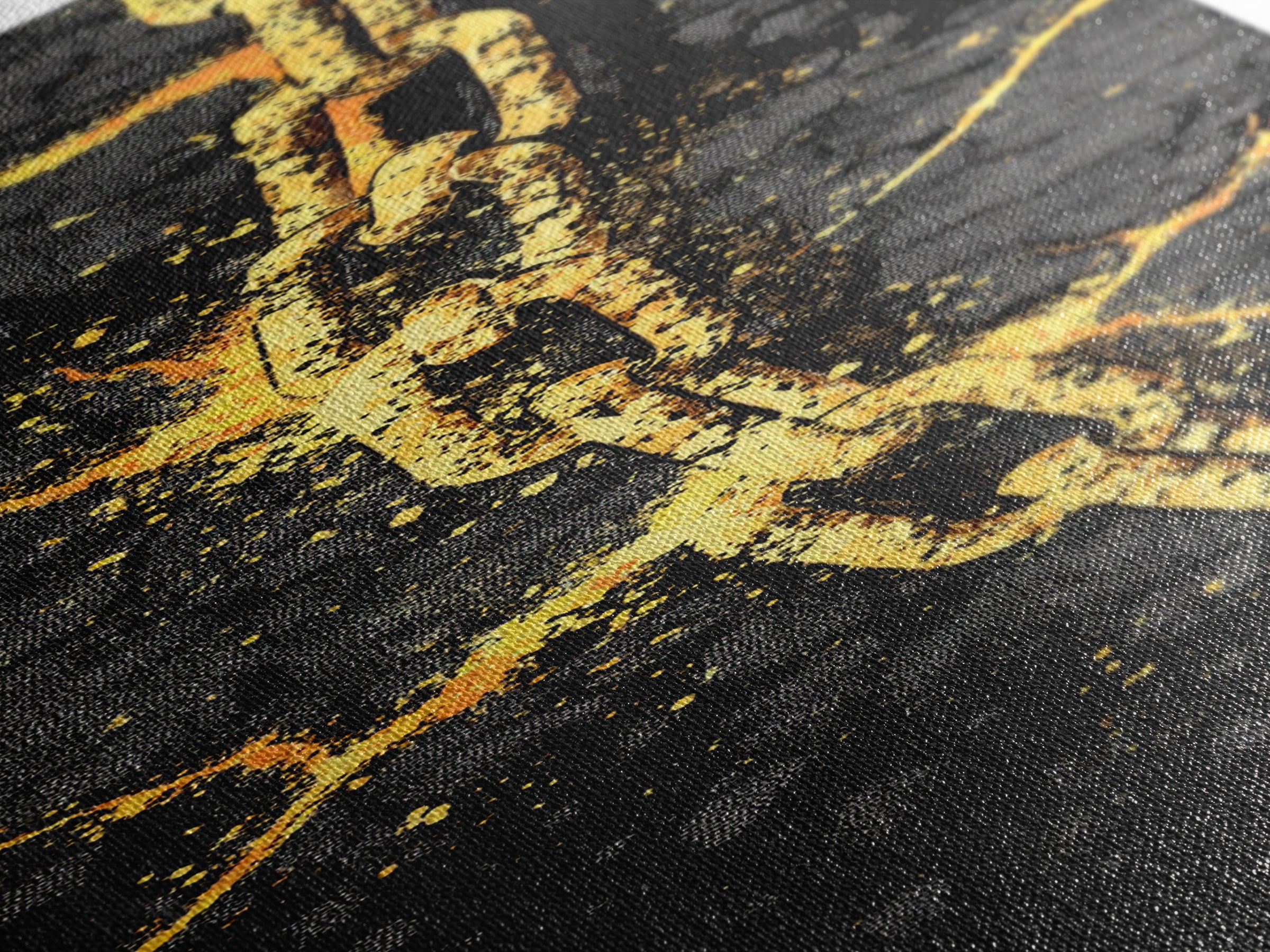 Gleipnir Chain of Fenrir Canvas Gold Art Canvas Art, Norse Mythology Viking Decor for Man Cave, in a natural wood frame