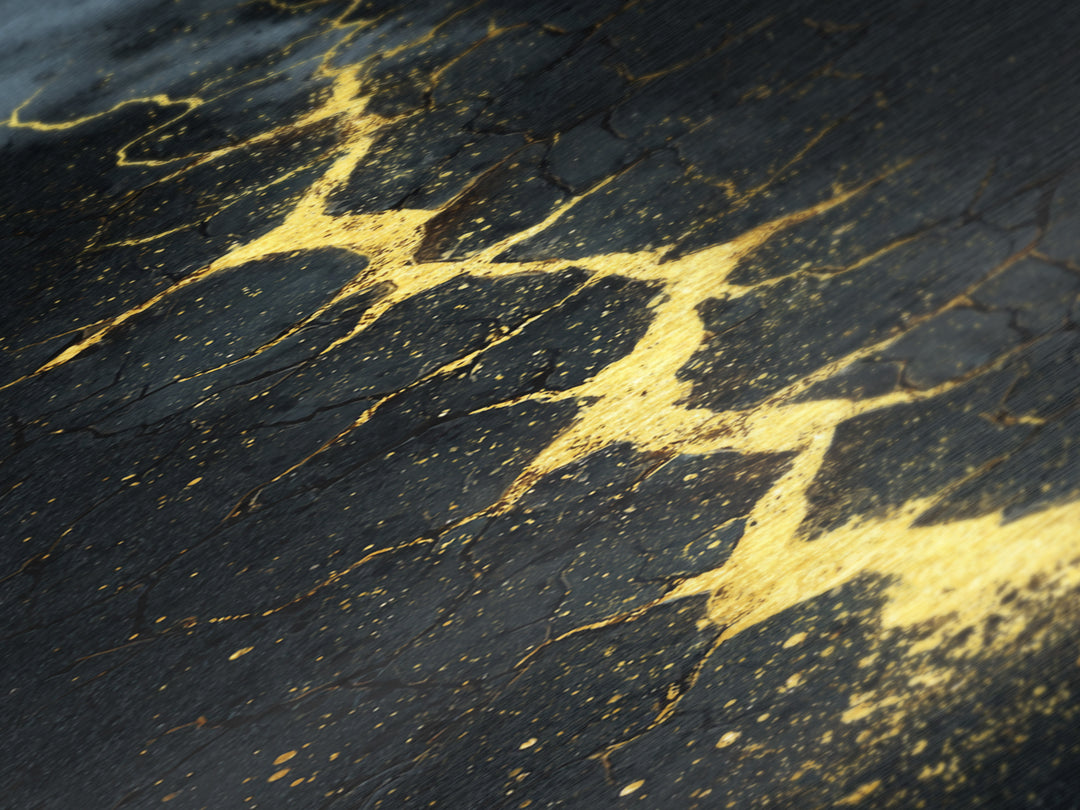 Cracked Path Ragnarok Metallic Gold Art Metal Art, Norse Mythology Abstract Wall Decor for Office, framed in solid wood
